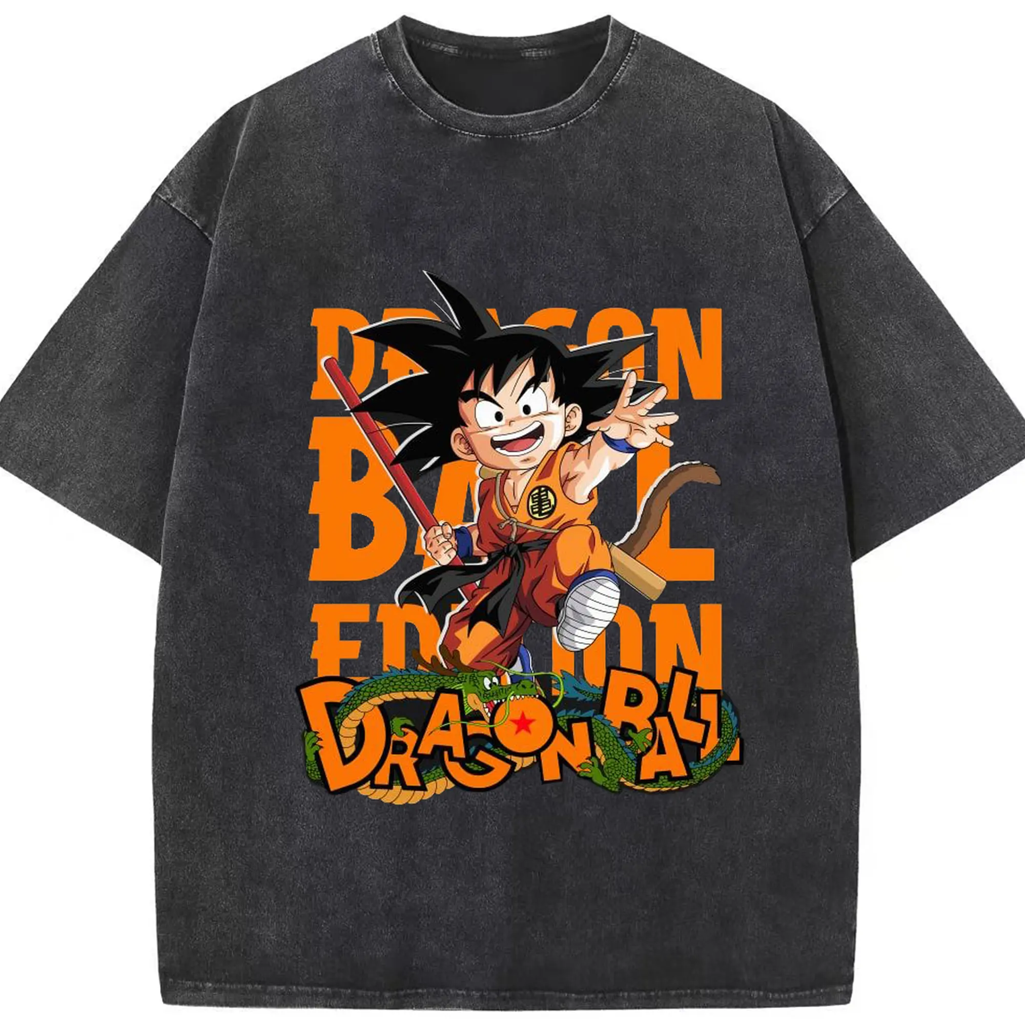 ドラゴンボール DRAGON BALL 孫悟空 - 綿100％ ヴィンテージ風 半袖Tシャツ ・ フロントプリント ・ 柔らか肌触り ・ 通気性 快適 ・ スポーツ カジュアル 外出用