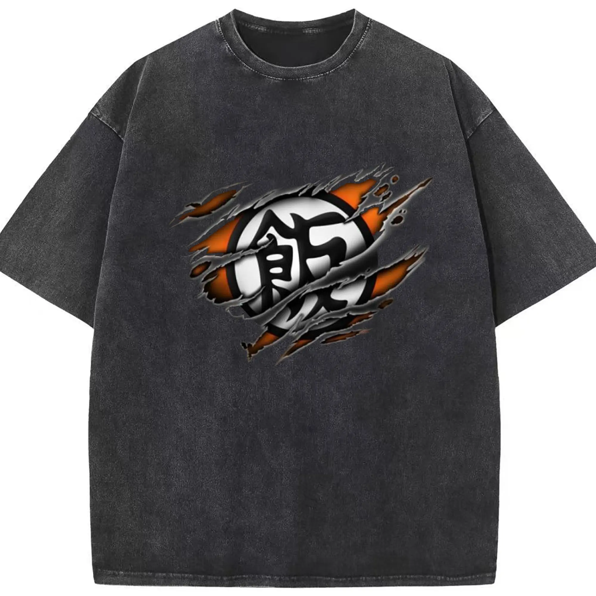 ドラゴンボール 孫悟飯 シンプルロゴ - 綿100％ ヴィンテージ風 半袖Tシャツ ・ フロントプリント ・ 柔らか肌触り ・ 通気性 快適 ・ スポーツ カジュアル 外出用