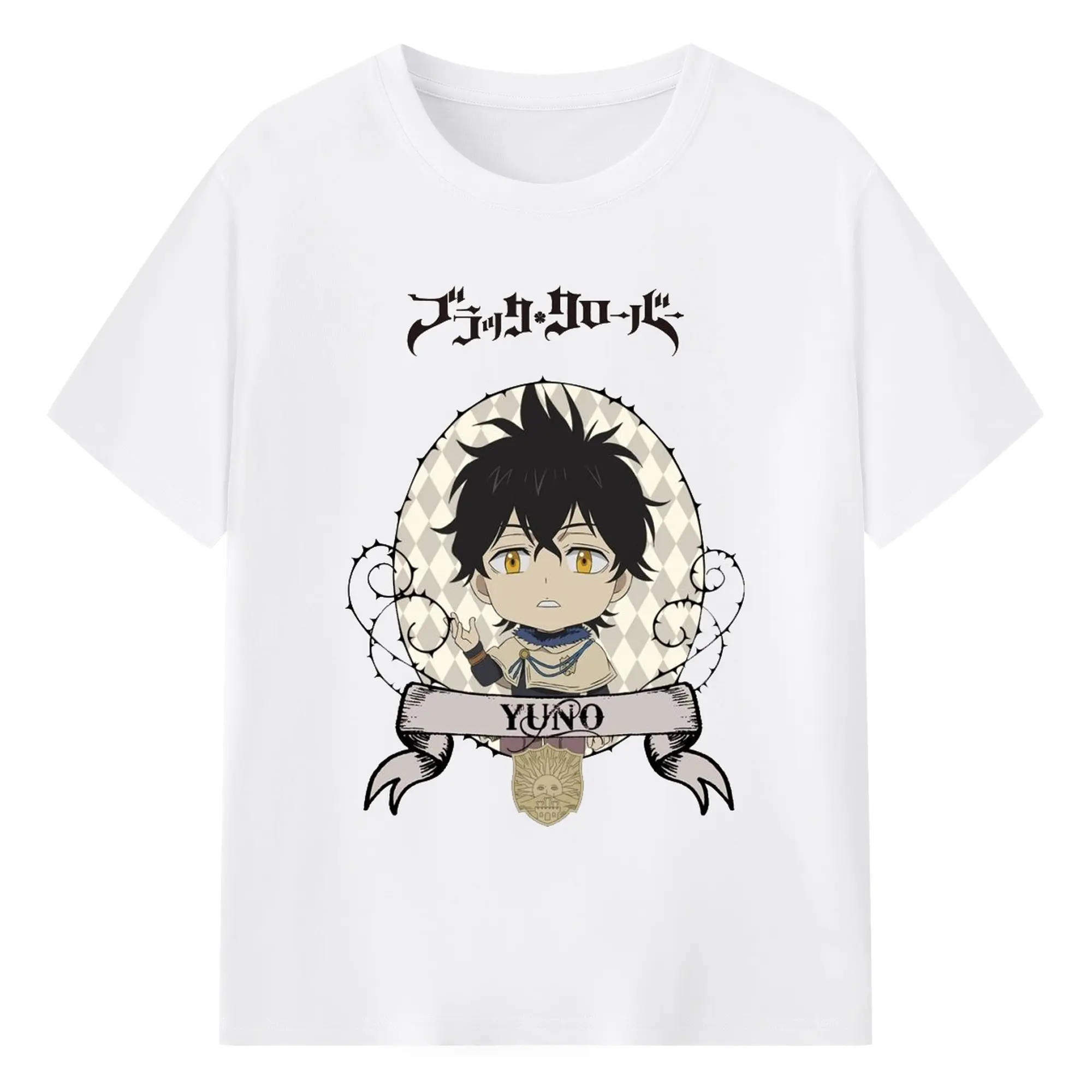 ブラッククローバー デフォルメキャラ ユノ - 綿100％ 半袖Tシャツ ・ フロントプリント ・ 快適 通気性 ・ 日常使い 散歩 スポーツ用