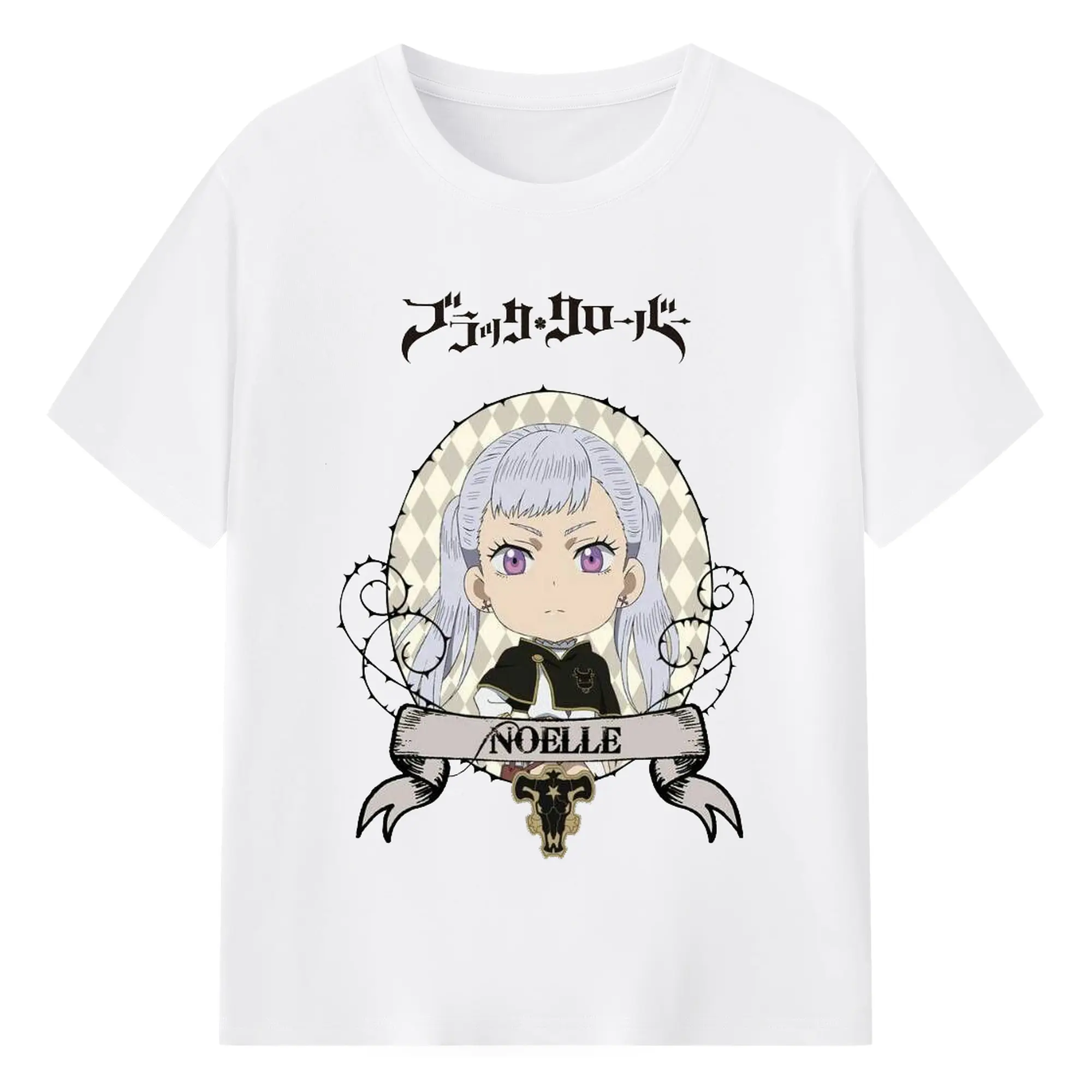 ブラッククローバー デフォルメキャラ ノエル・シルヴァ 水精霊魔法 - 綿100％ 半袖Tシャツ ・ フロントプリント ・ 快適 通気性 ・ 日常使い 散歩 スポーツ用