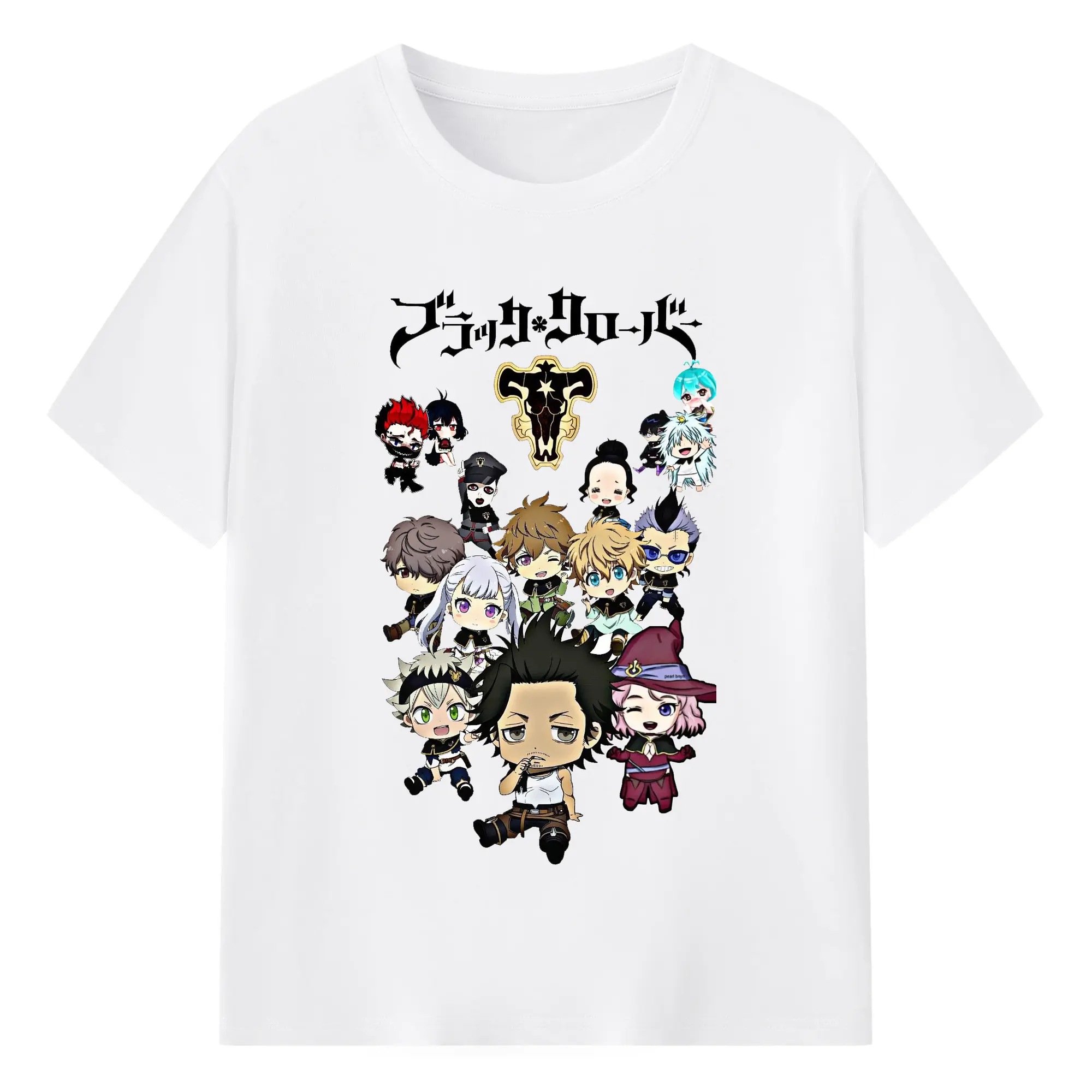 ブラッククローバー デフォルト黑色暴牛全員メンバー - 綿100％ 半袖Tシャツ ・ フロントプリント ・ 快適 通気性 ・ 日常使い 散歩 スポーツ用