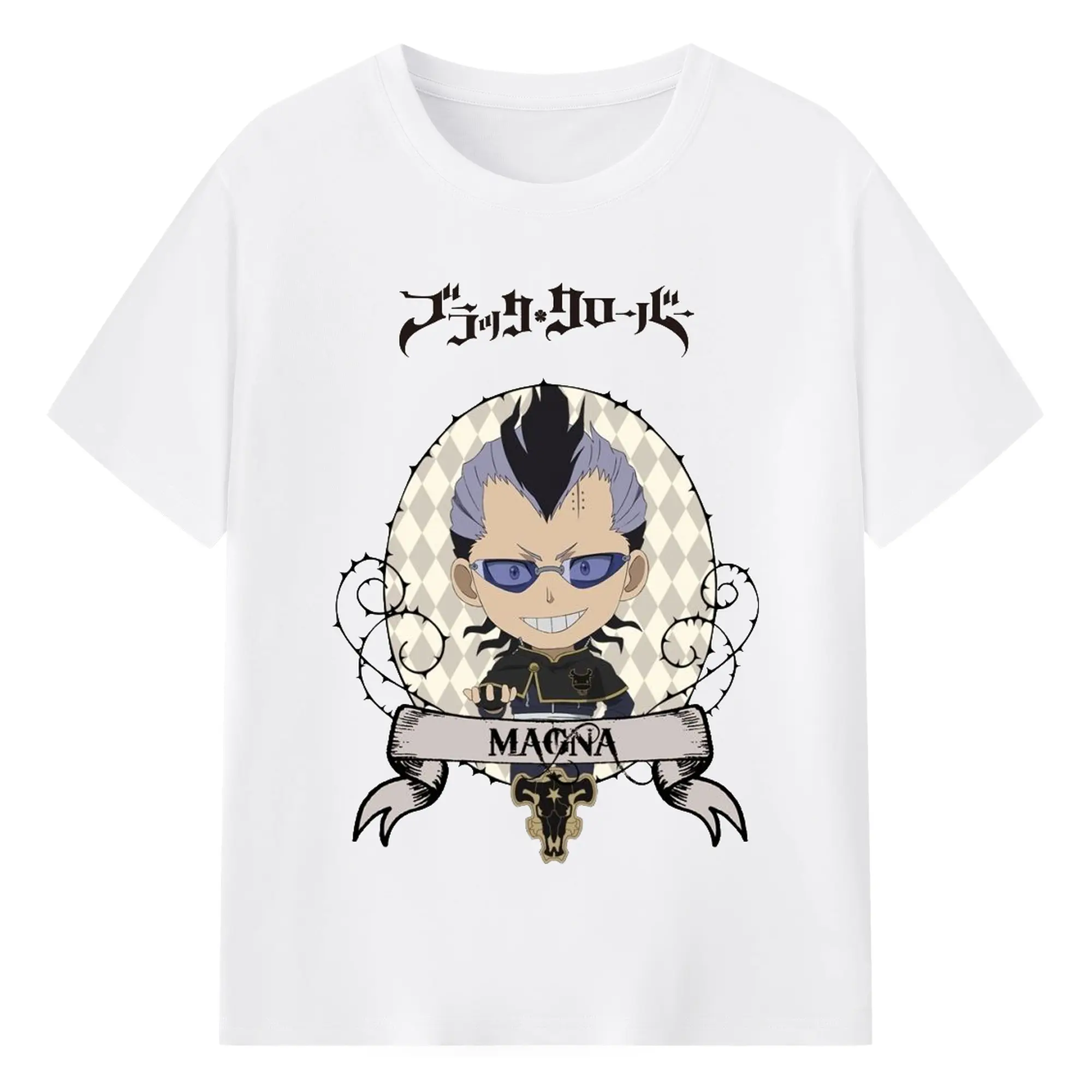 ブラッククローバー デフォルメキャラ ゴーシュ - 綿100％ 半袖Tシャツ ・ フロントプリント ・ 快適 通気性 ・ 日常使い 散歩 スポーツ用