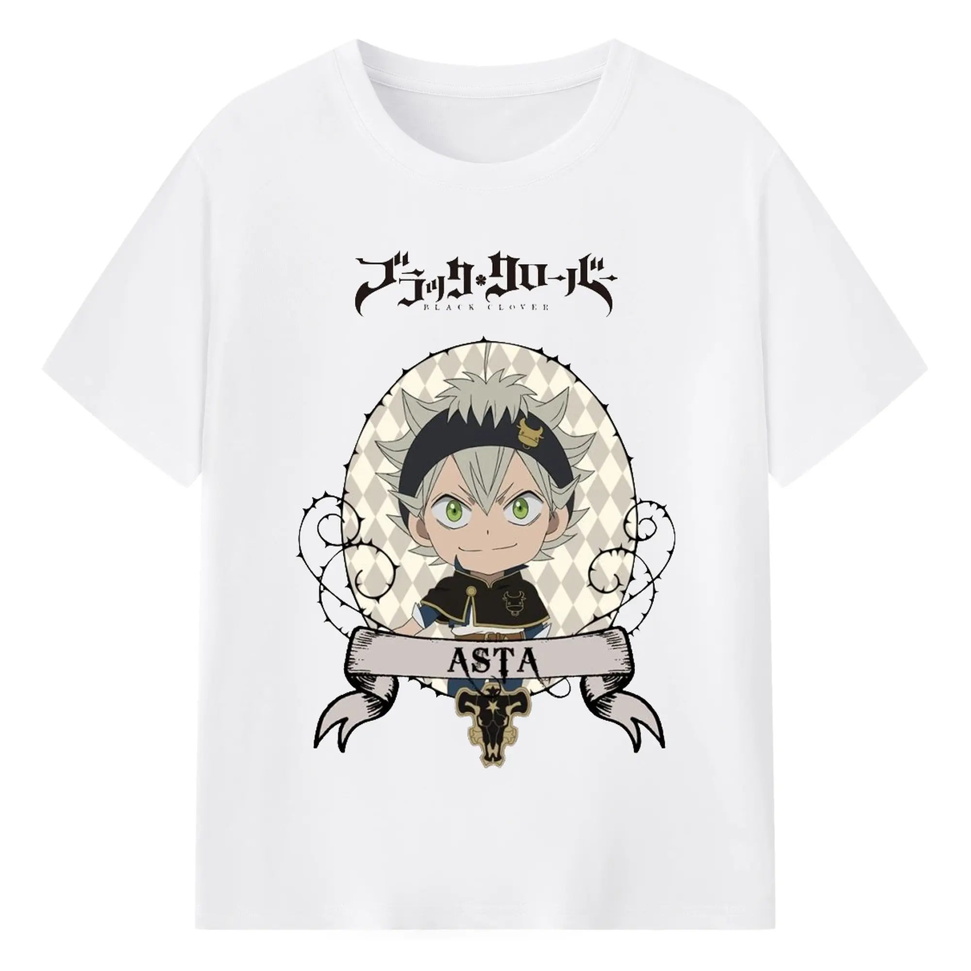 ブラッククローバー デフォルメキャラ - 綿100％ 半袖Tシャツ ・ フロントプリント ・ 快適 通気性 ・ 日常使い 散歩 スポーツ用