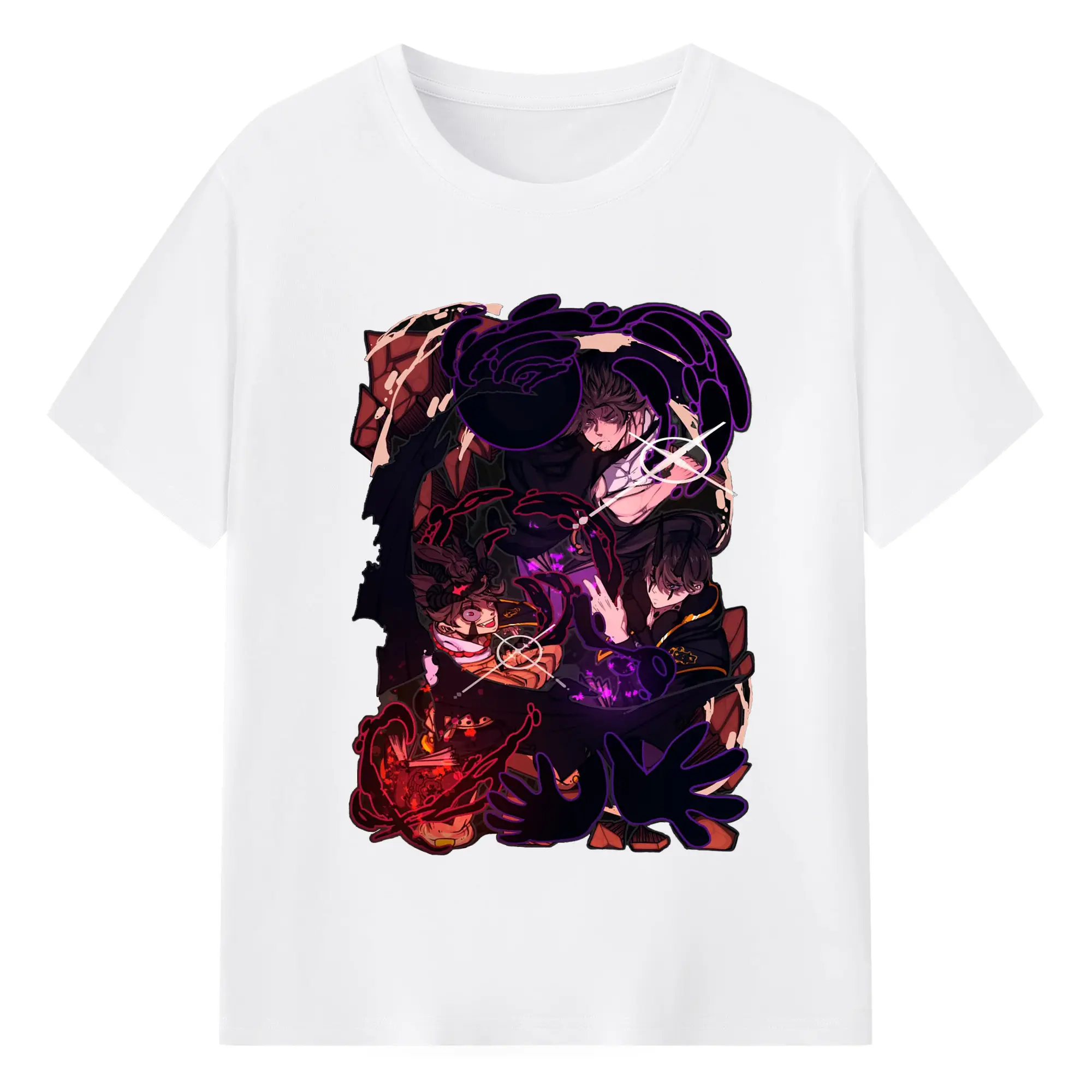 ブラッククローバー ヤミ・スケヒロ - 綿100％ 半袖Tシャツ ・ フロントプリント ・ 快適 通気性 ・ 日常使い 散歩 スポーツ用