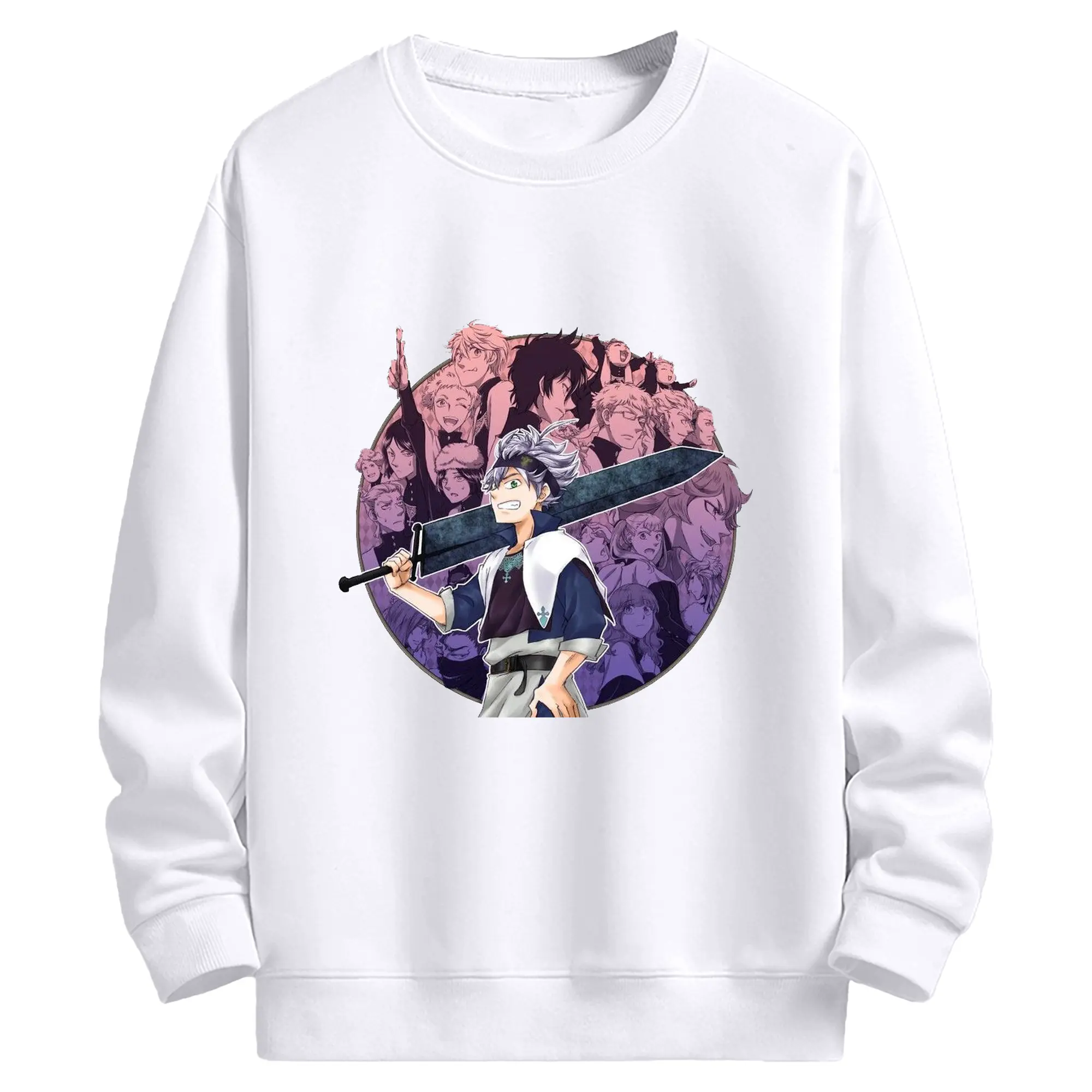 ブラッククローバー  アスタ - 高品質 クルーネック スウェット ・ コットン59％ ポリエステル41％ ・ ユニセックス 長袖 トレーナー ・ カジュアル デイリー スポーツ 散歩用