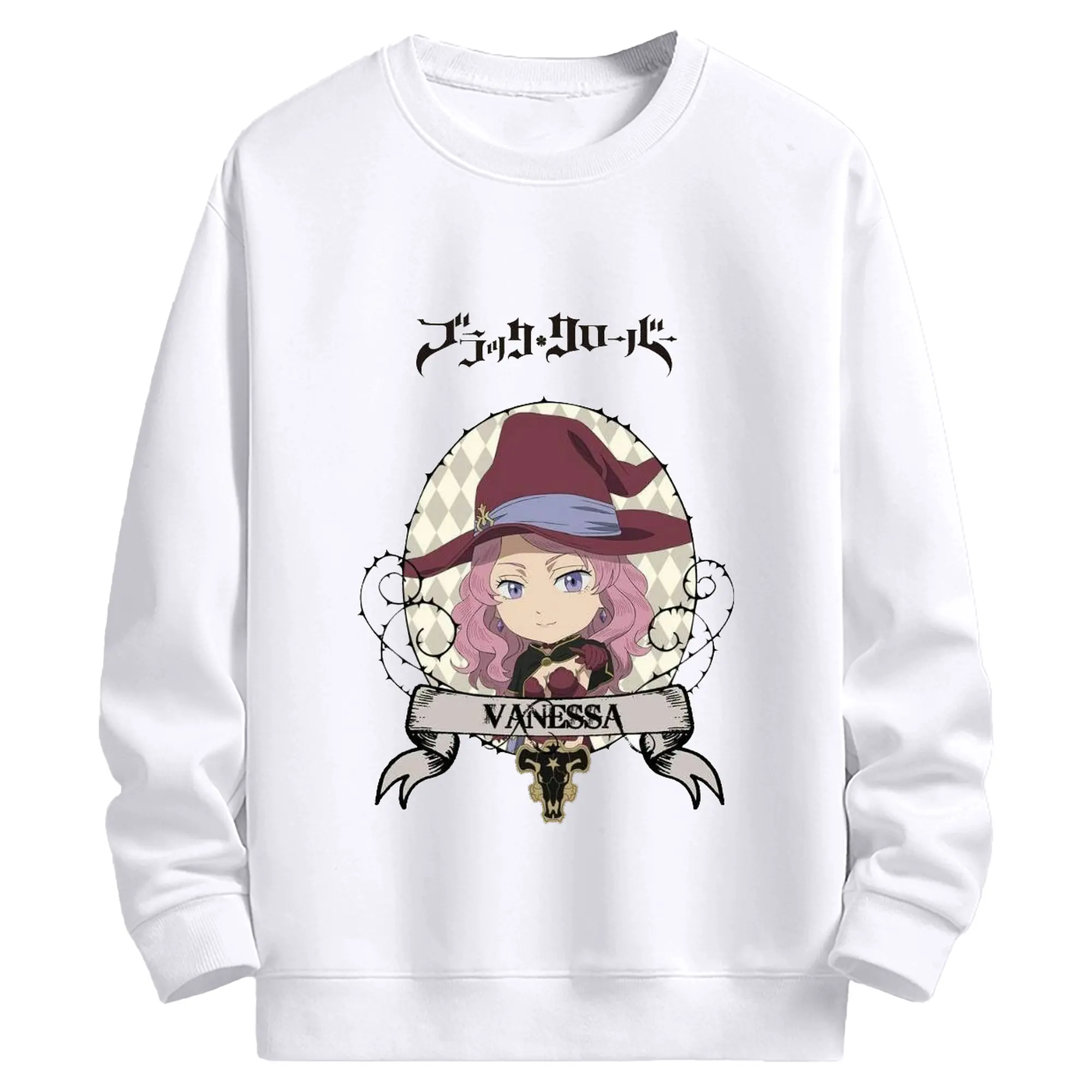 ブラッククローバー デフォルメキャラ - 高品質 クルーネック スウェット ・ コットン59％ ポリエステル41％ ・ ユニセックス 長袖 トレーナー ・ カジュアル デイリー スポーツ 散歩用