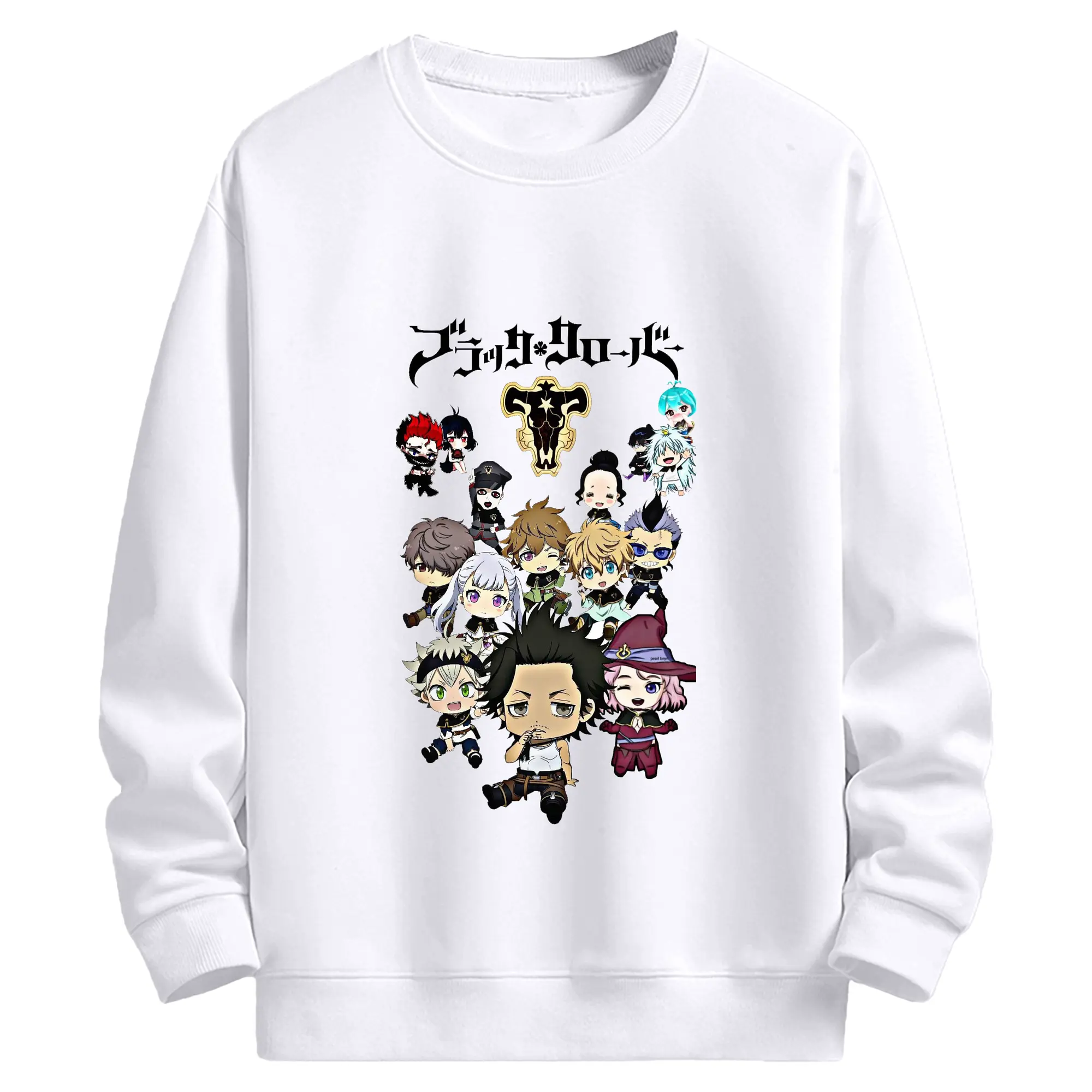 ブラッククローバー デフォルト黑色暴牛全員メンバー - 高品質 クルーネック スウェット ・ コットン59％ ポリエステル41％ ・ ユニセックス 長袖 トレーナー ・ カジュアル デイリー スポーツ 散歩用