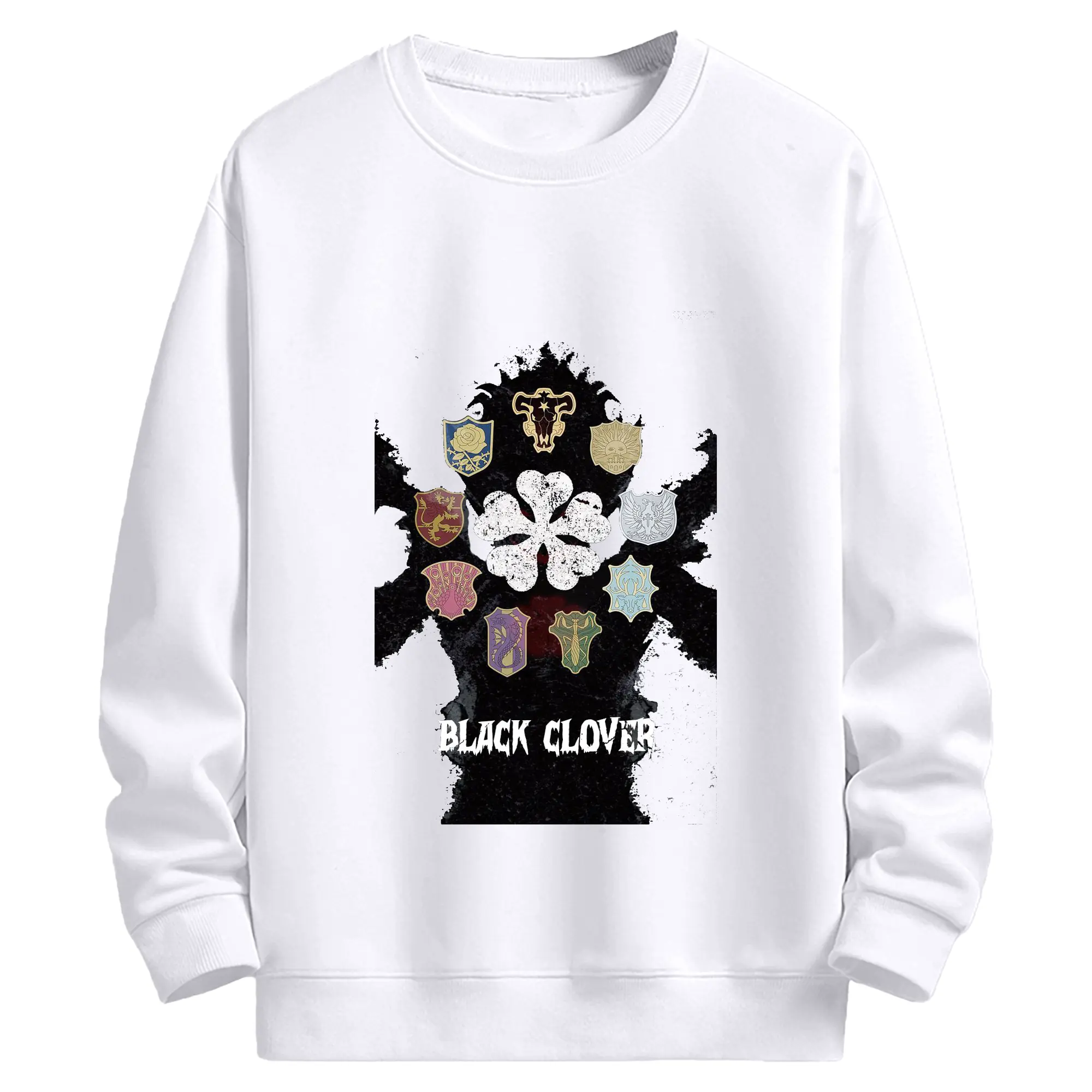 ブラッククローバー デーモンアスタ 魔法騎士団 - 高品質 クルーネック スウェット ・ コットン59％ ポリエステル41％ ・ ユニセックス 長袖 トレーナー ・ カジュアル デイリー スポーツ 散歩用