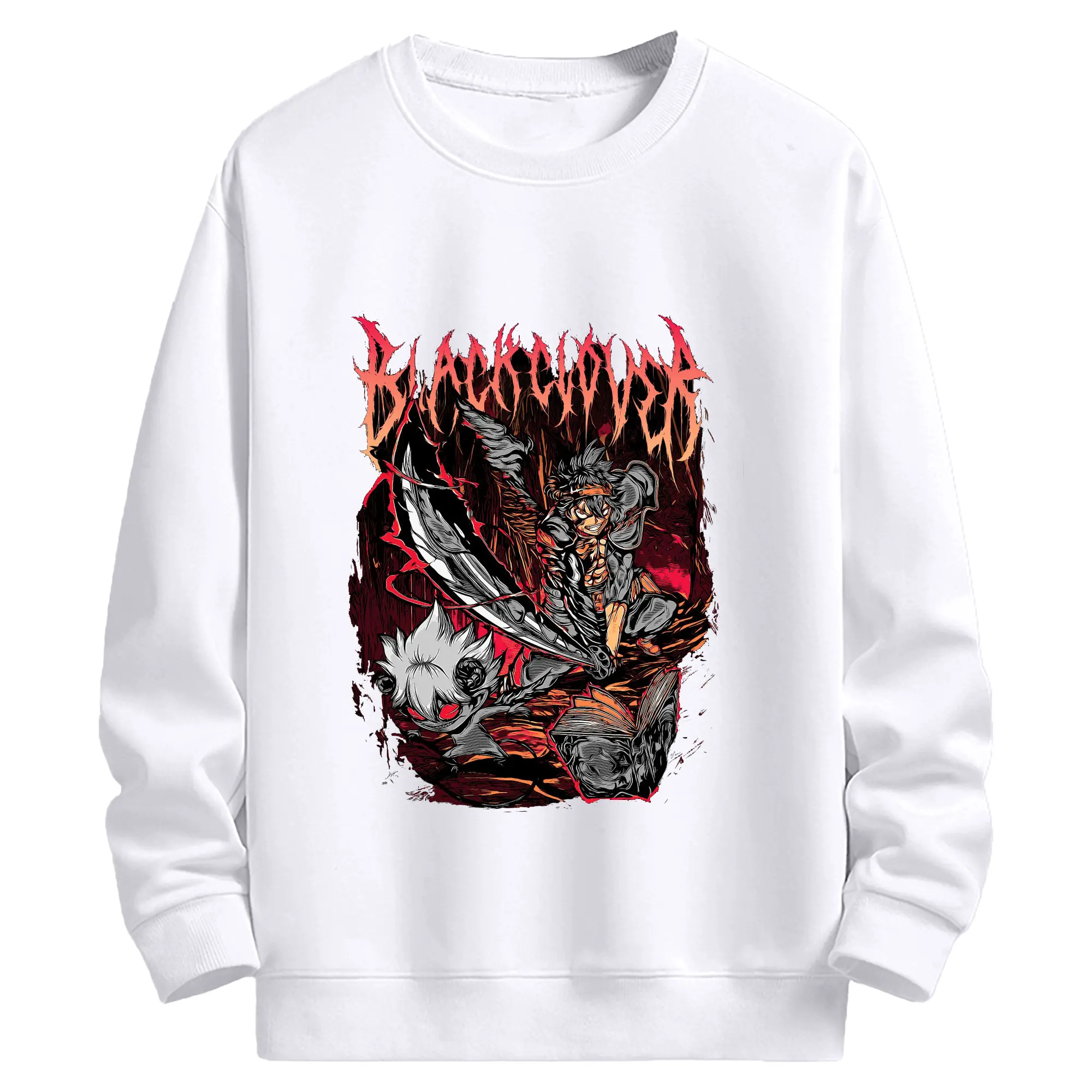 ブラッククローバー デーモンアスタ - 高品質 クルーネック スウェット ・ コットン59％ ポリエステル41％ ・ ユニセックス 長袖 トレーナー ・ カジュアル デイリー スポーツ 散歩用