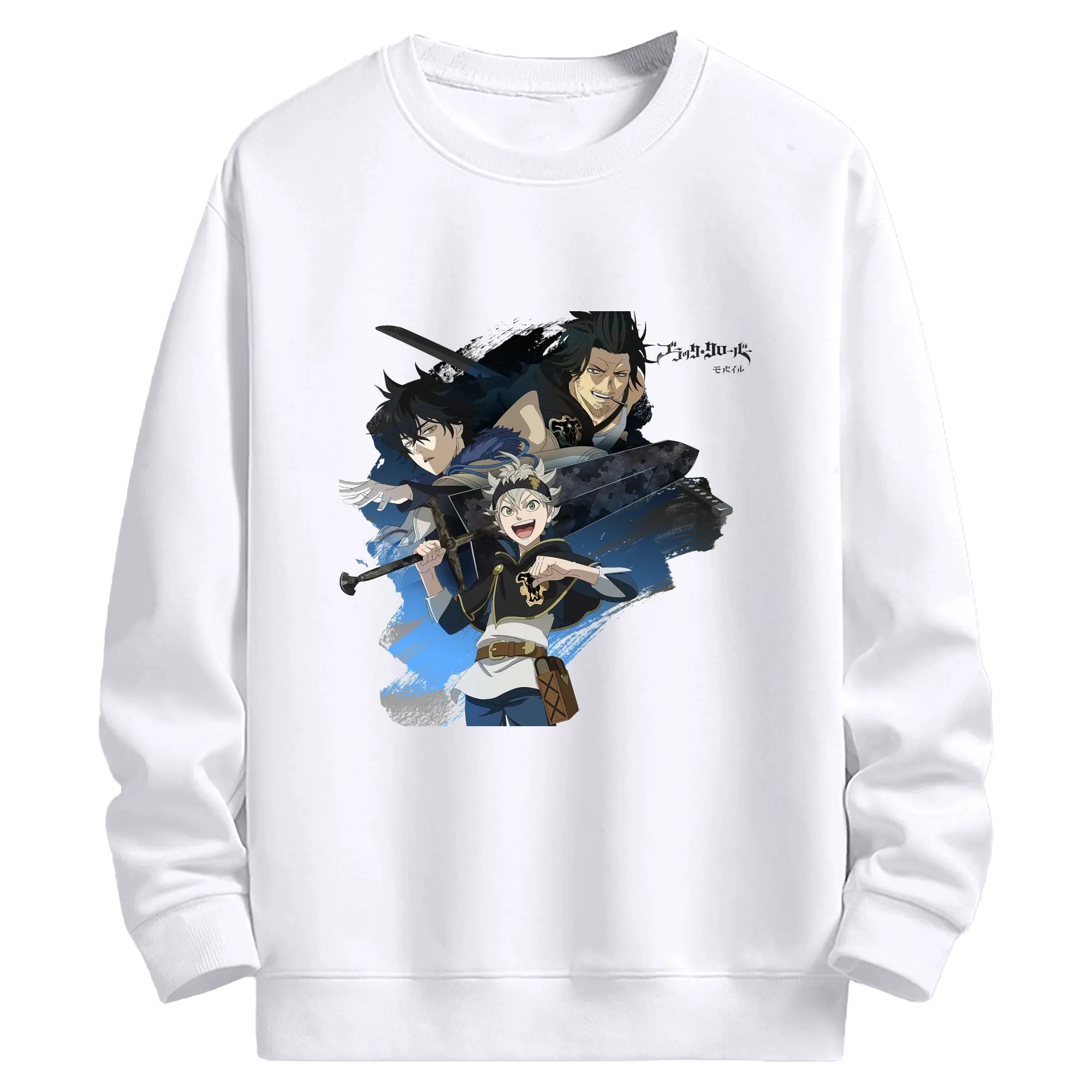 ブラッククローバー ヤミ・スケヒロ - 高品質 クルーネック スウェット ・ コットン59％ ポリエステル41％ ・ ユニセックス 長袖 トレーナー ・ カジュアル デイリー スポーツ 散歩用