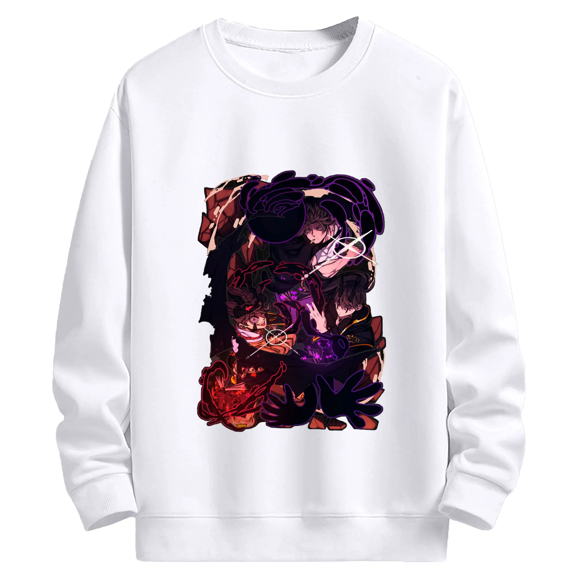 ブラッククローバー ヤミ・スケヒロ - 高品質 クルーネック スウェット ・ コットン59％ ポリエステル41％ ・ ユニセックス 長袖 トレーナー ・ カジュアル デイリー スポーツ 散歩用