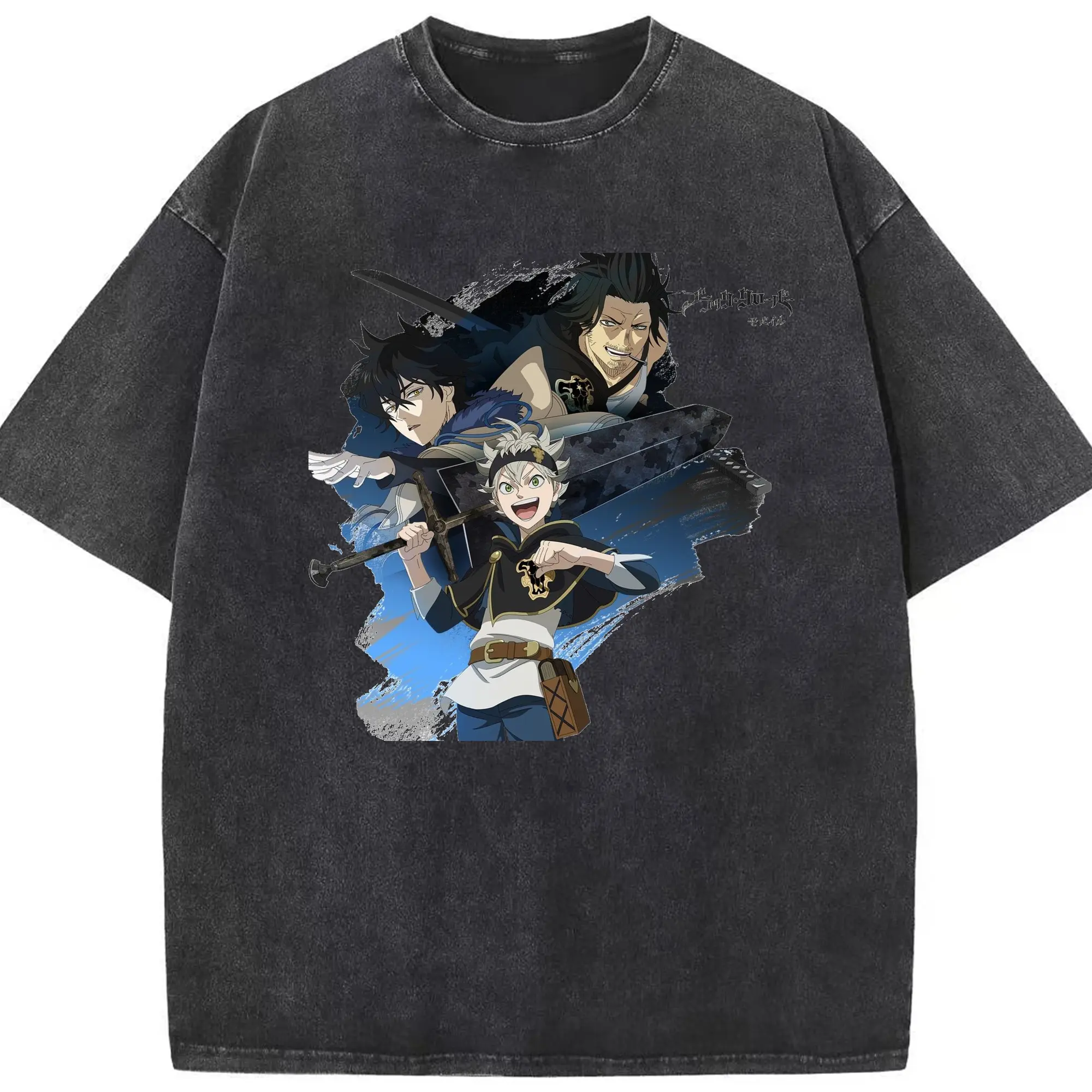 ブラッククローバー ヤミ・スケヒロ - 綿100％ ヴィンテージ風 半袖Tシャツ ・ フロントプリント ・ 柔らか肌触り ・ 通気性 快適 ・ スポーツ カジュアル 外出用