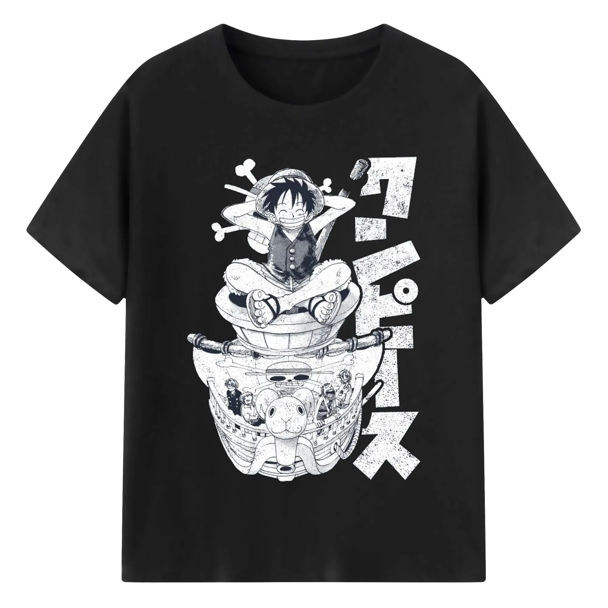 ワンピース モンキー・D・ルフィ - 綿100％ 半袖Tシャツ ・ フロントプリント ・ 快適 通気性 ・ 日常使い 散歩 スポーツ用