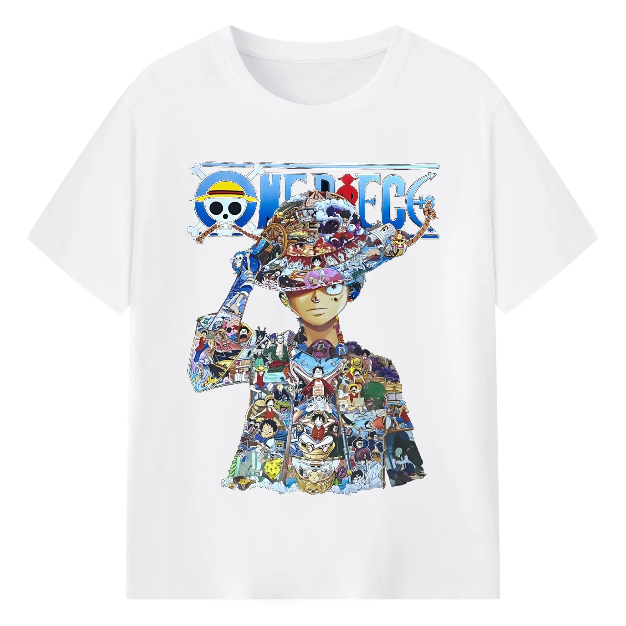 ワンピース モンキー・D・ルフィ - 綿100％ 半袖Tシャツ ・ フロントプリント ・ 快適 通気性 ・ 日常使い 散歩 スポーツ用