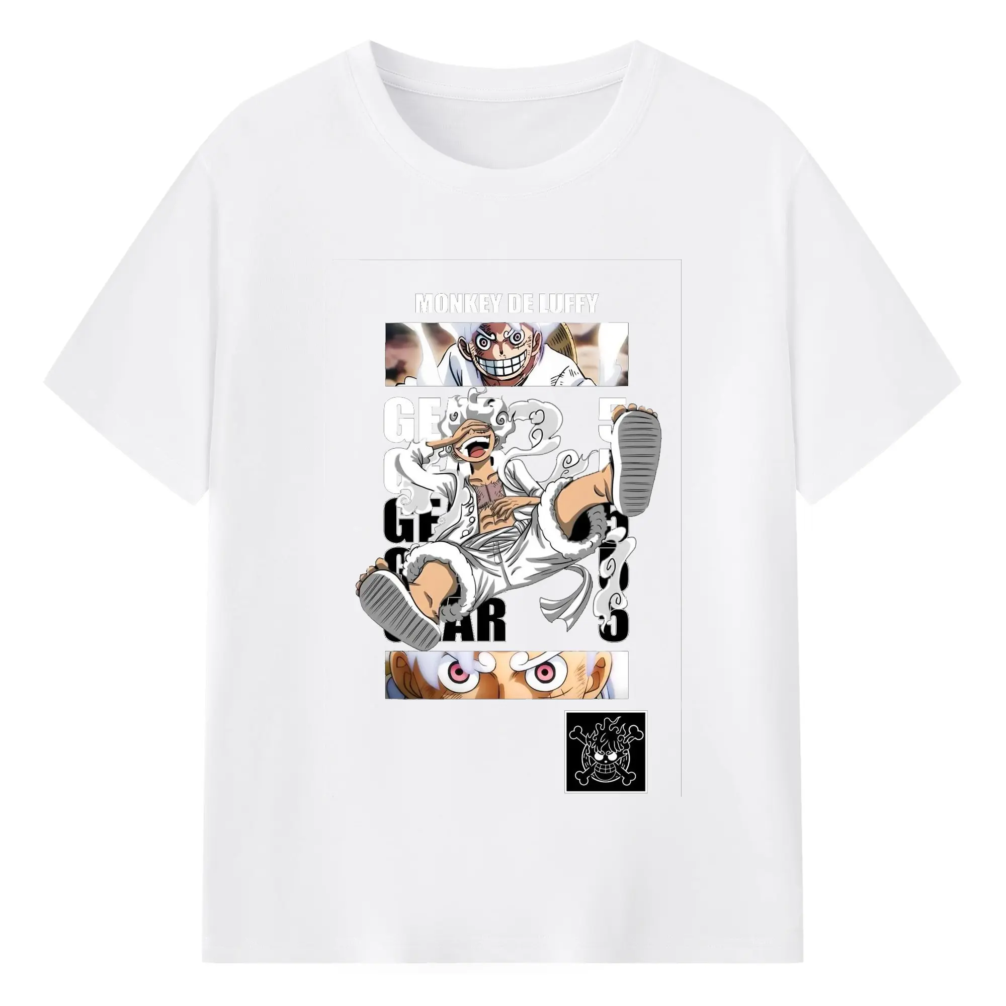 ワンピース モンキー・D・ルフィ - 綿100％ 半袖Tシャツ ・ フロントプリント ・ 快適 通気性 ・ 日常使い 散歩 スポーツ用