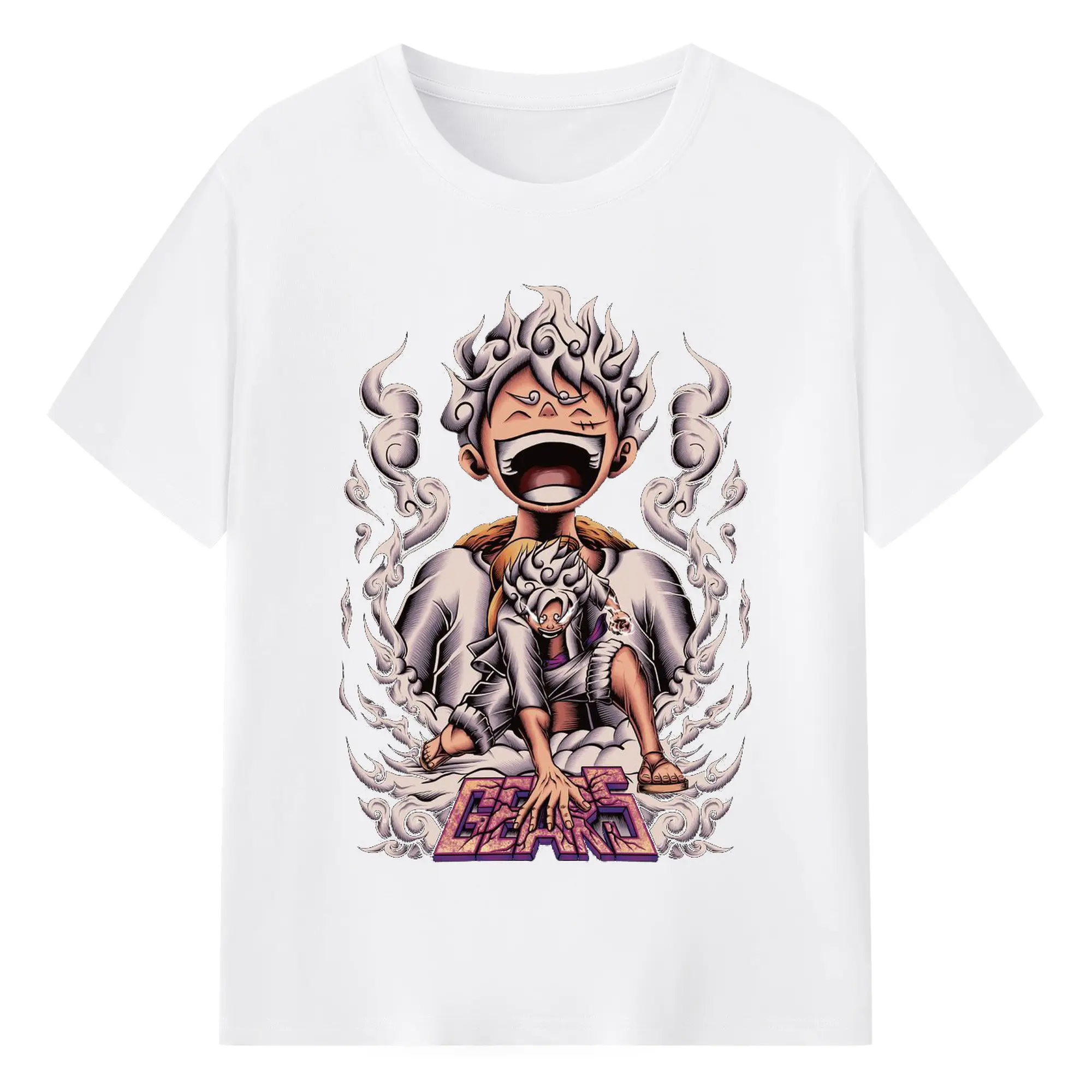 ワンピースモンキー・D・ルフィ - 綿100％ 半袖Tシャツ ・ フロントプリント ・ 快適 通気性 ・ 日常使い 散歩 スポーツ用