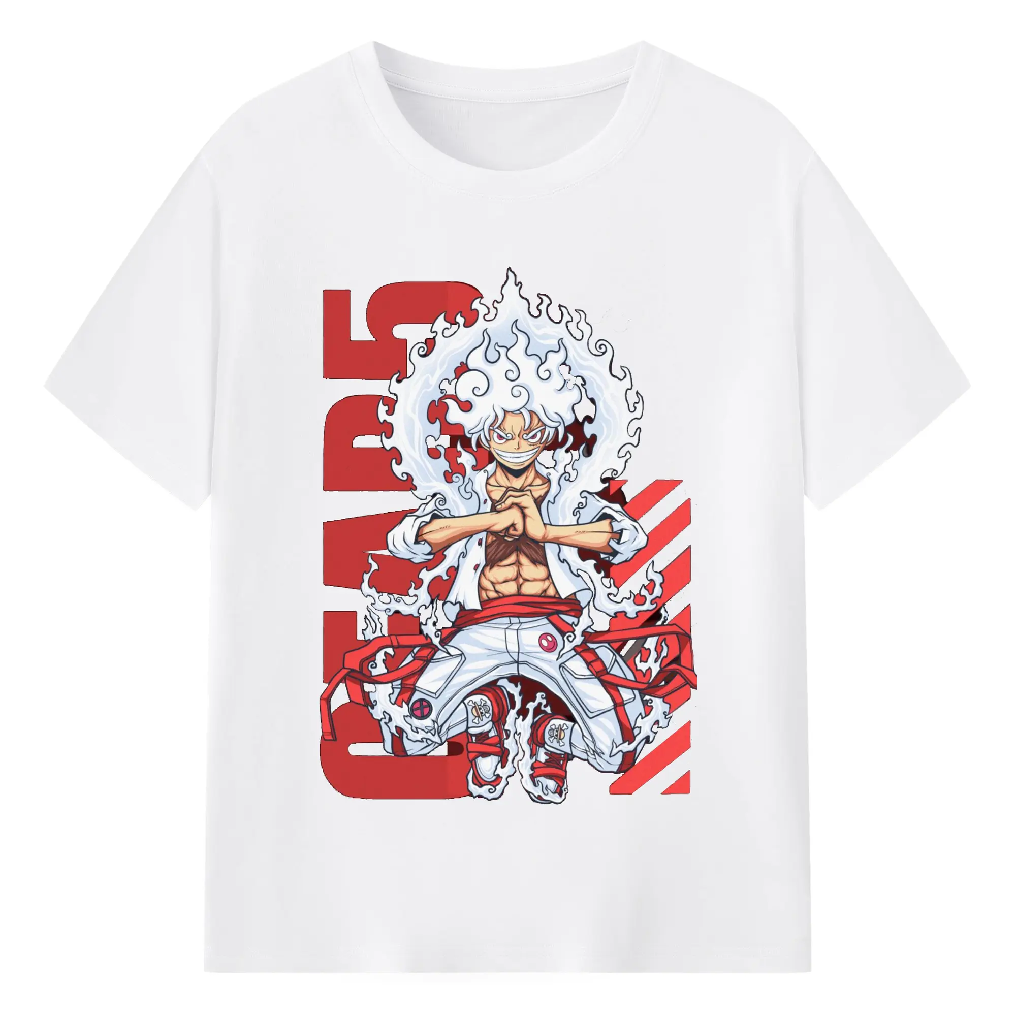 ワンピース モンキー・D・ルフィ - 綿100％ 半袖Tシャツ ・ フロントプリント ・ 快適 通気性 ・ 日常使い 散歩 スポーツ用