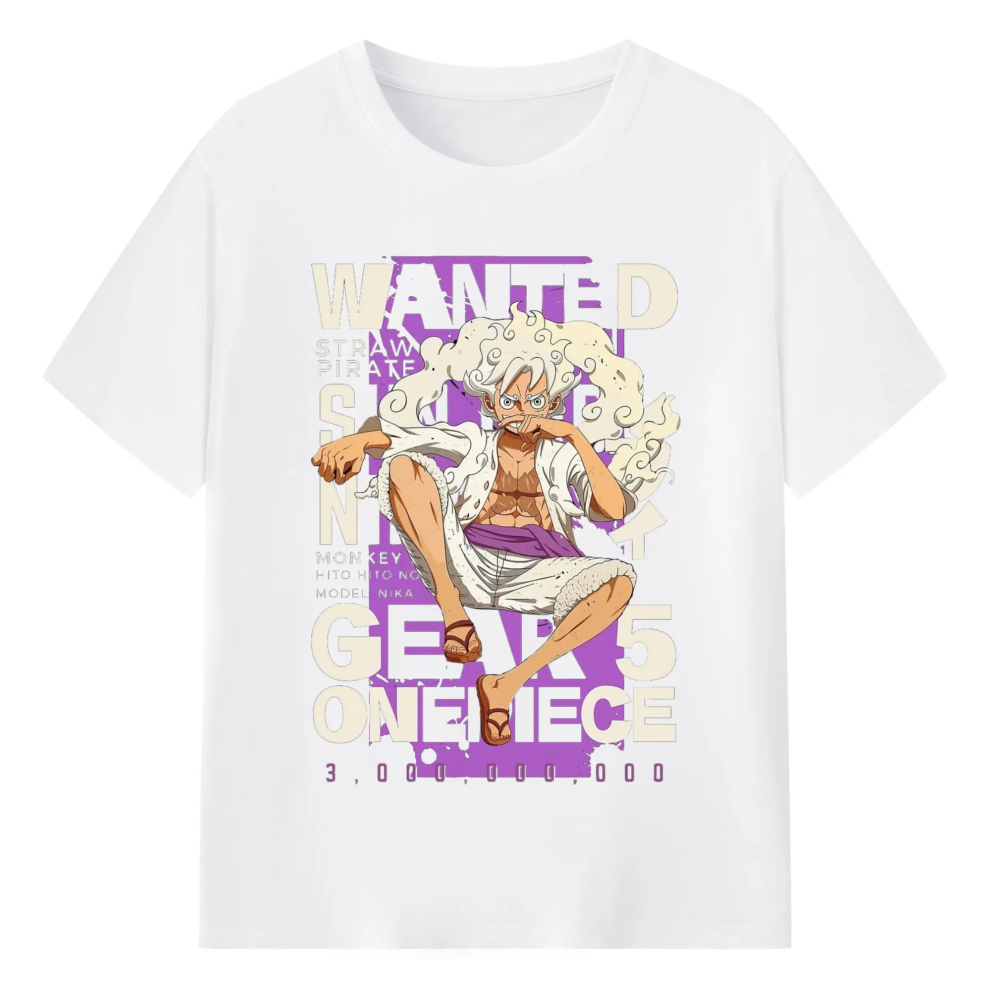 ワンピース モンキー・D・ルフィ - 綿100％ 半袖Tシャツ ・ フロントプリント ・ 快適 通気性 ・ 日常使い 散歩 スポーツ用