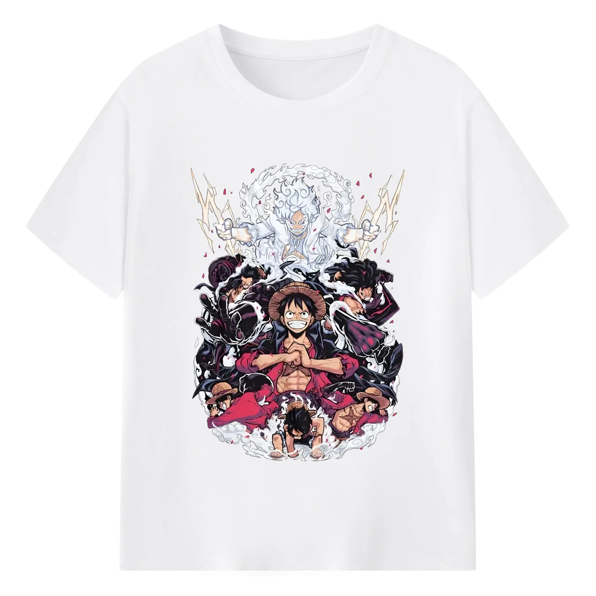 ワンピースモンキー・D・ルフィ - 綿100％ 半袖Tシャツ ・ フロントプリント ・ 快適 通気性 ・ 日常使い 散歩 スポーツ用