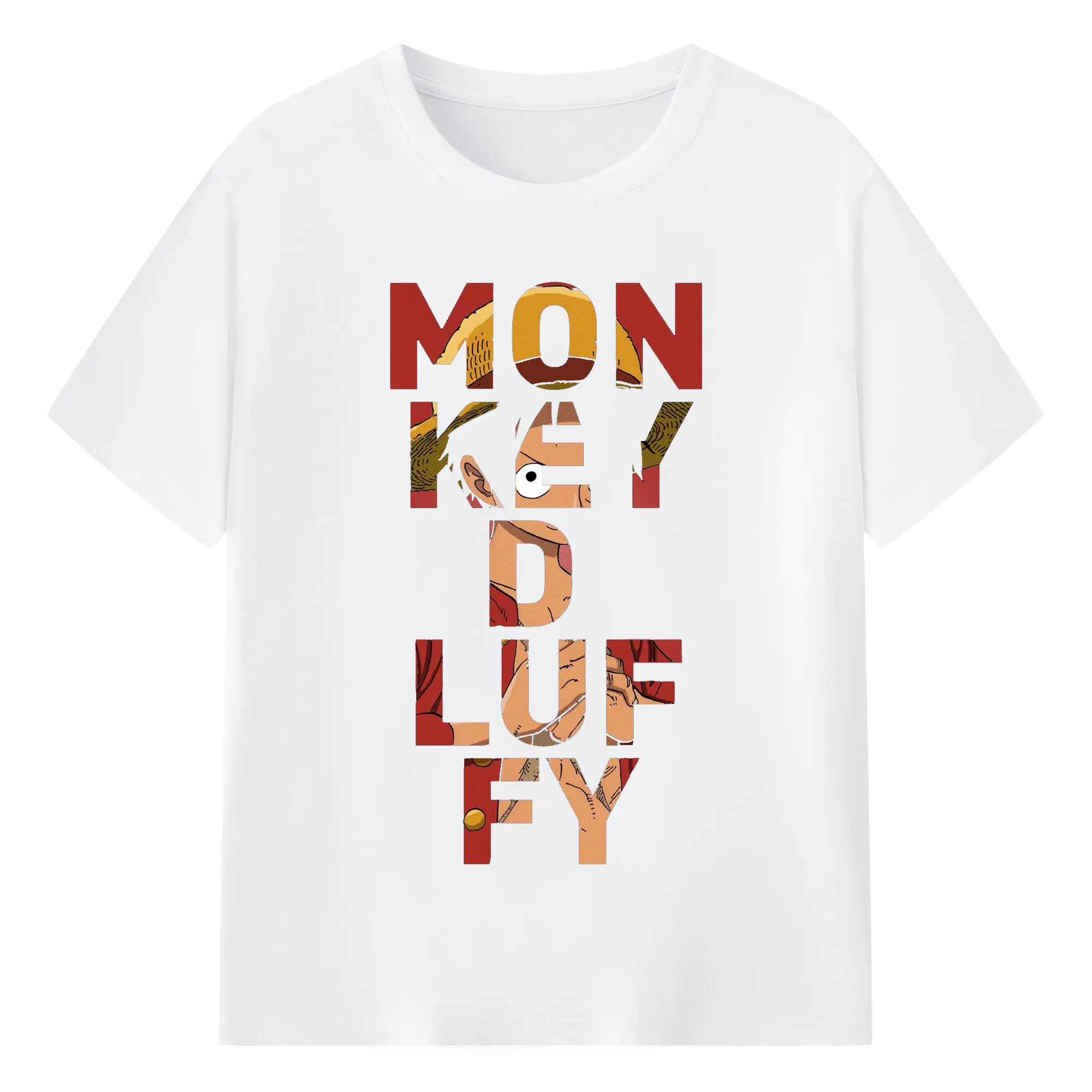 ワンピース モンキー・D・ルフィ - 綿100％ 半袖Tシャツ ・ フロントプリント ・ 快適 通気性 ・ 日常使い 散歩 スポーツ用