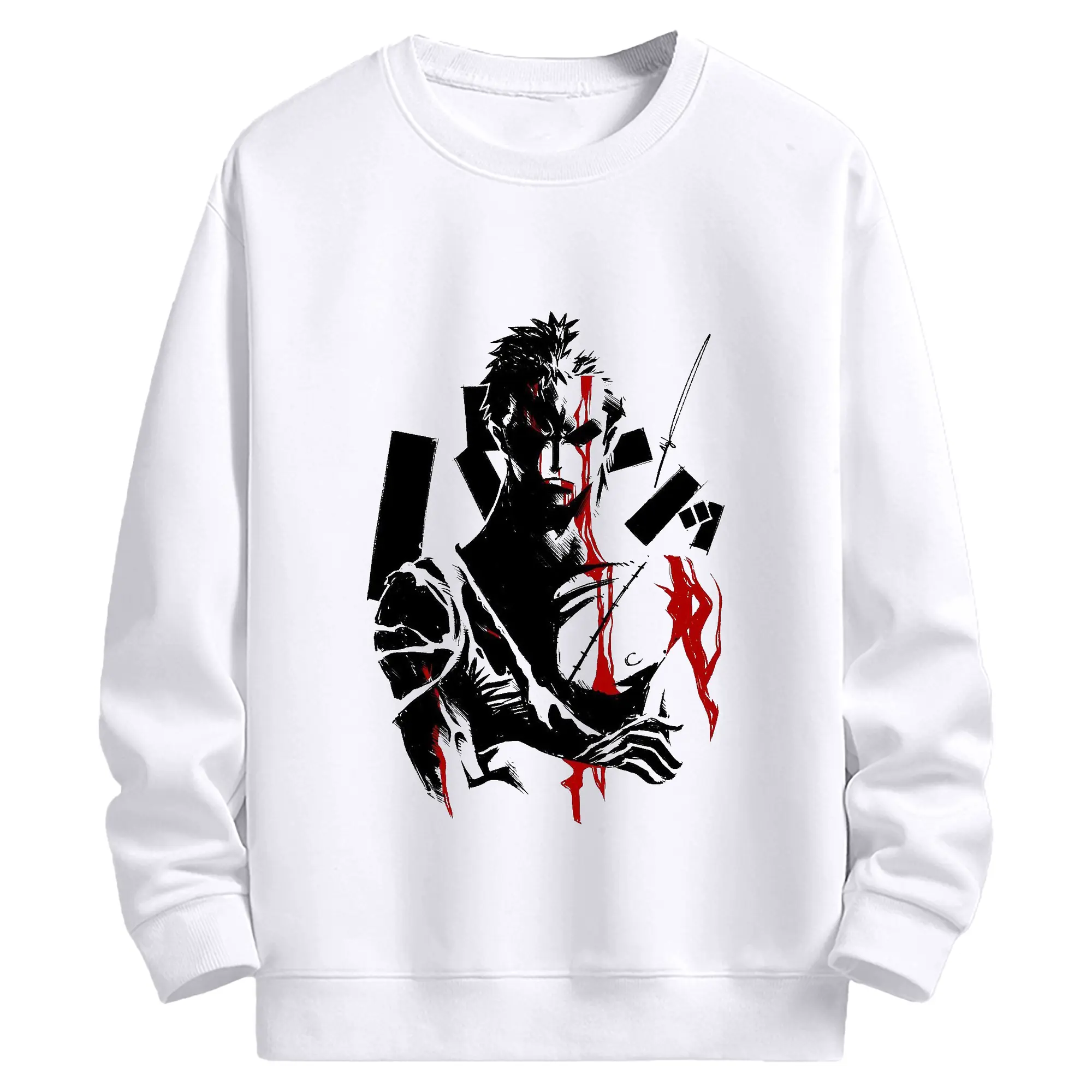 ワンピースロロノア・ゾロ - 高品質 クルーネック スウェット ・ コットン59％ ポリエステル41％ ・ ユニセックス 長袖 トレーナー ・ カジュアル デイリー スポーツ 散歩用