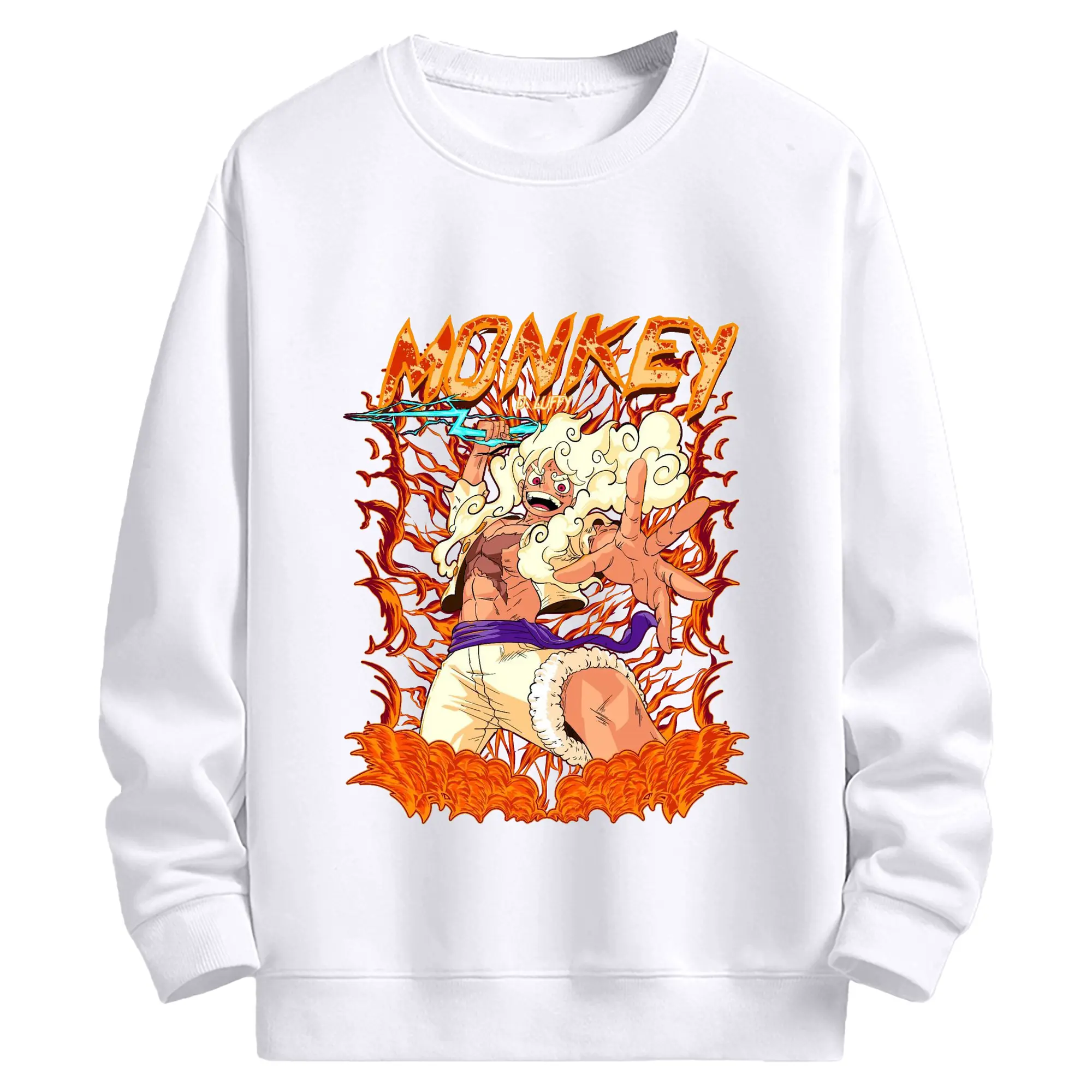 ワンピース モンキー・D・ルフィ - 高品質 クルーネック スウェット ・ コットン59％ ポリエステル41％ ・ ユニセックス 長袖 トレーナー ・ カジュアル デイリー スポーツ 散歩用