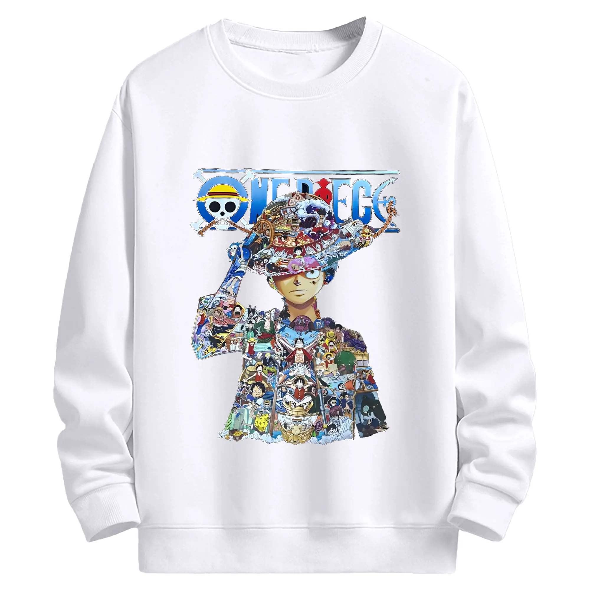 ワンピース モンキー・D・ルフィ - 高品質 クルーネック スウェット ・ コットン59％ ポリエステル41％ ・ ユニセックス 長袖 トレーナー ・ カジュアル デイリー スポーツ 散歩用