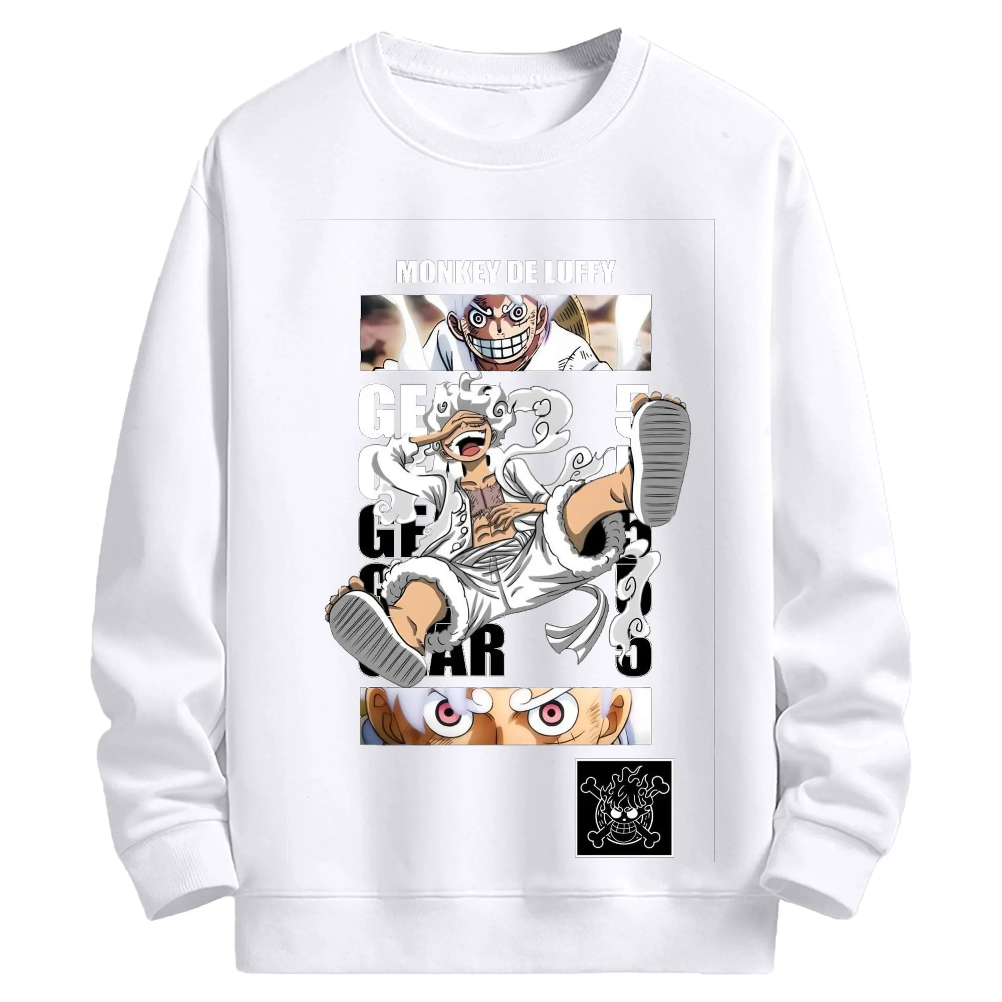 ワンピース モンキー・D・ルフィ - 高品質 クルーネック スウェット ・ コットン59％ ポリエステル41％ ・ ユニセックス 長袖 トレーナー ・ カジュアル デイリー スポーツ 散歩用