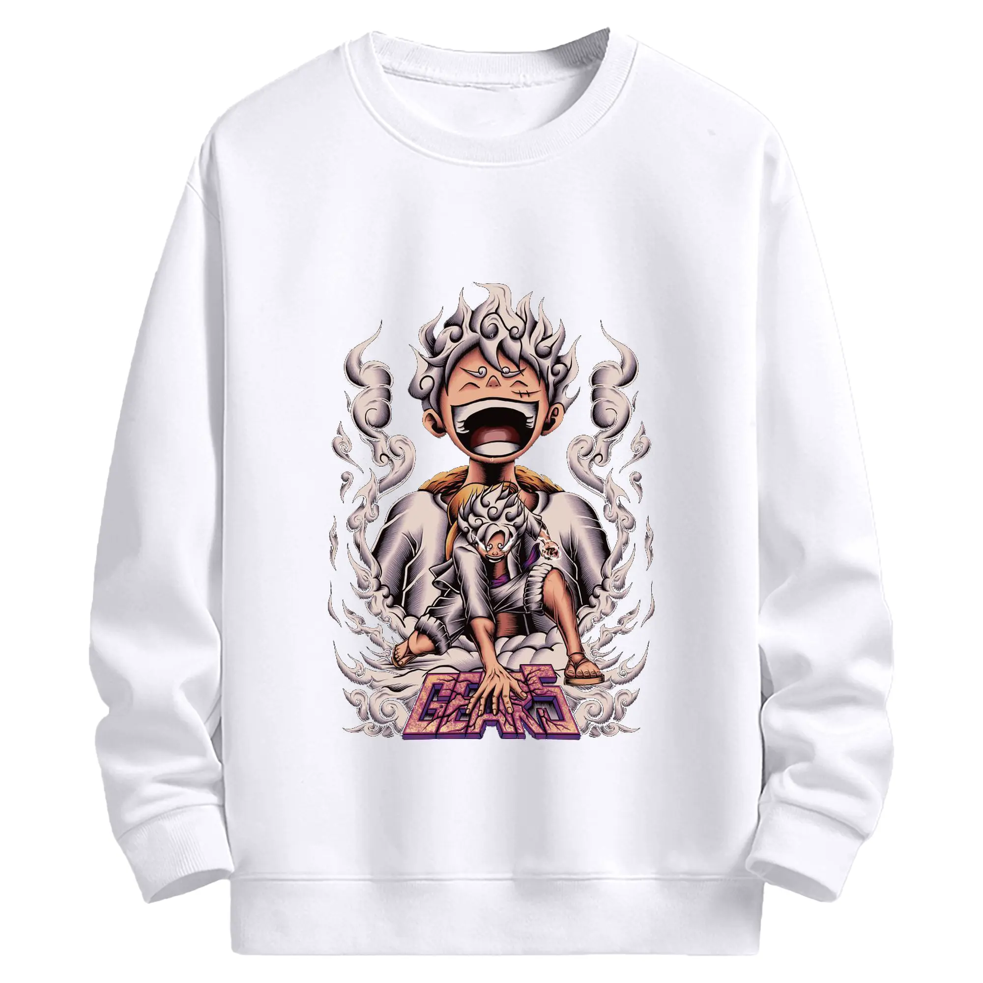 ワンピースモンキー・D・ルフィ - 高品質 クルーネック スウェット ・ コットン59％ ポリエステル41％ ・ ユニセックス 長袖 トレーナー ・ カジュアル デイリー スポーツ 散歩用