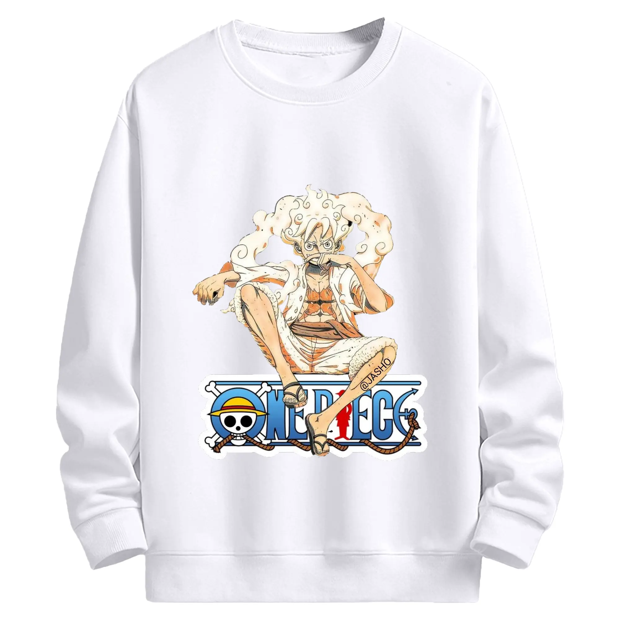 ワンピース モンキー・D・ルフィ - 高品質 クルーネック スウェット ・ コットン59％ ポリエステル41％ ・ ユニセックス 長袖 トレーナー ・ カジュアル デイリー スポーツ 散歩用