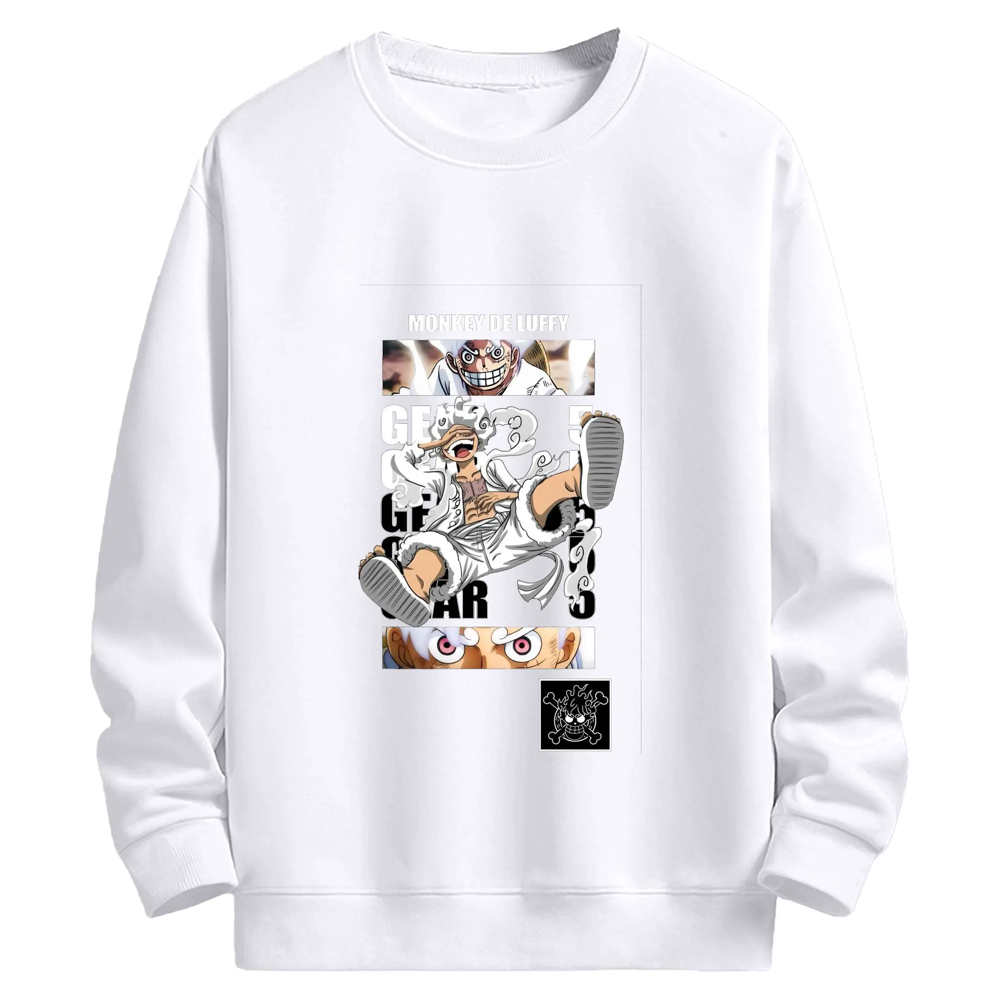 ワンピース ルフィ ギアフィフス - 高品質 クルーネック スウェット ・ コットン59％ ポリエステル41％ ・ ユニセックス 長袖 トレーナー ・ カジュアル デイリー スポーツ 散歩用