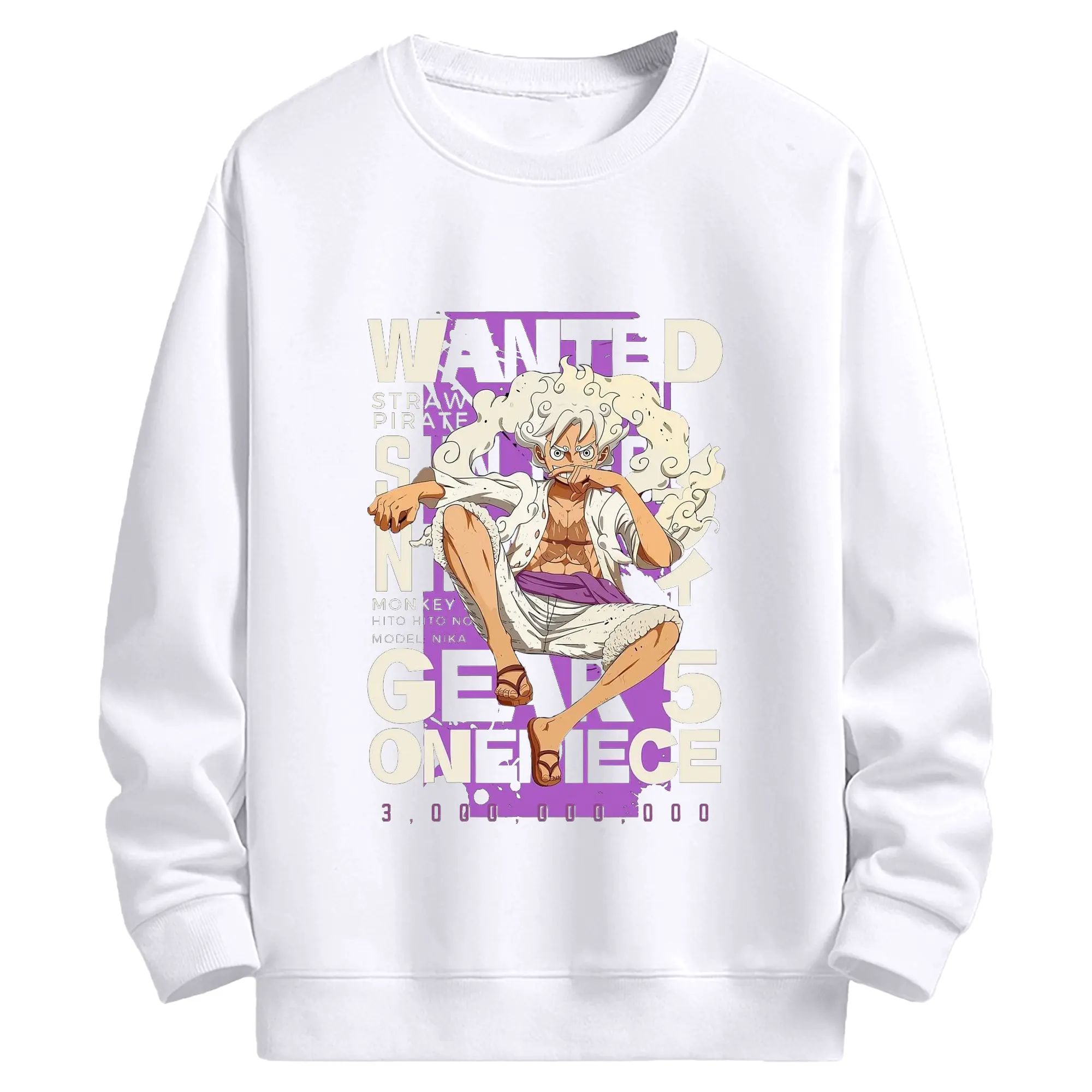 ワンピース モンキー・D・ルフィ - 高品質 クルーネック スウェット ・ コットン59％ ポリエステル41％ ・ ユニセックス 長袖 トレーナー ・ カジュアル デイリー スポーツ 散歩用