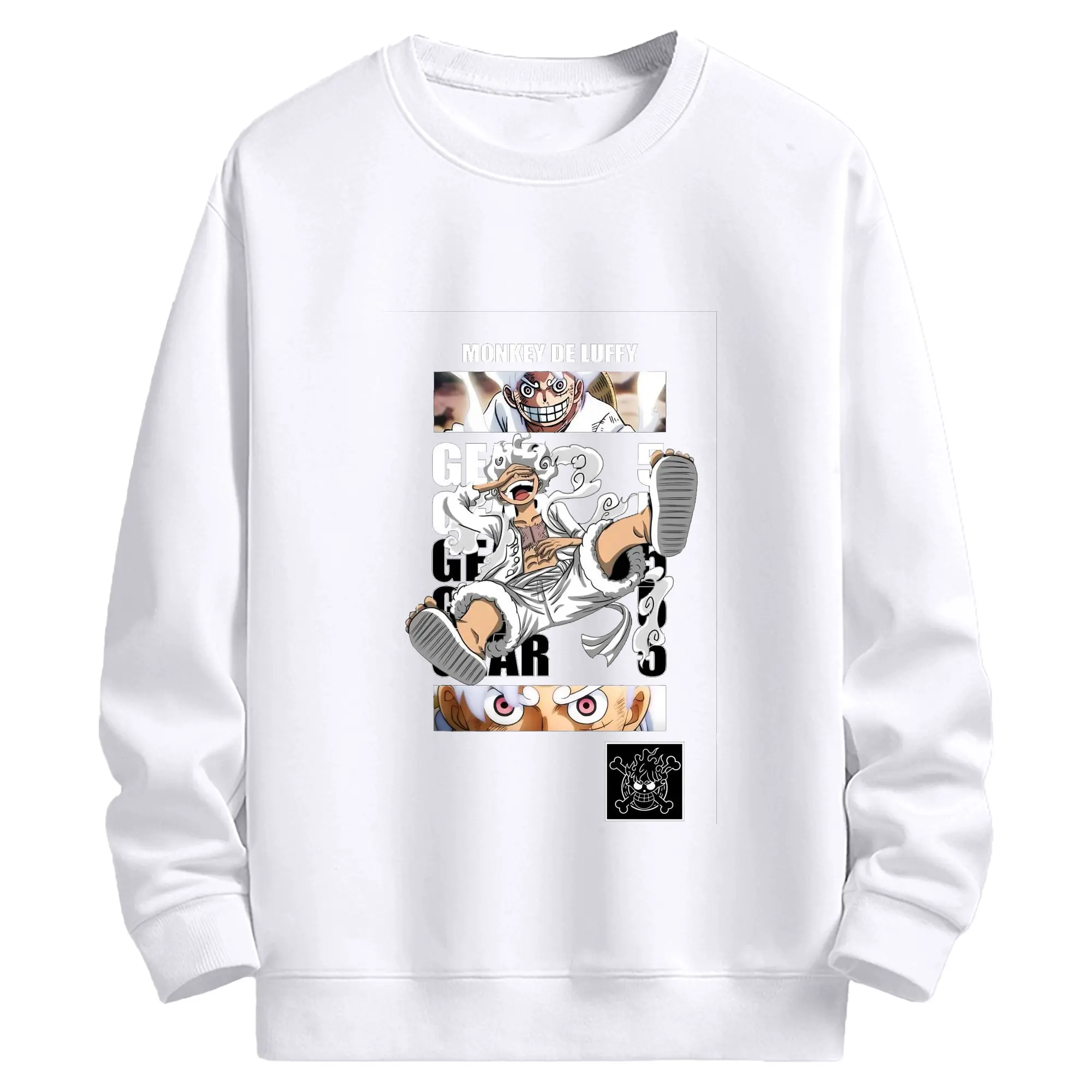 ワンピース モンキー・D・ルフィ - 高品質 クルーネック スウェット ・ コットン59％ ポリエステル41％ ・ ユニセックス 長袖 トレーナー ・ カジュアル デイリー スポーツ 散歩用