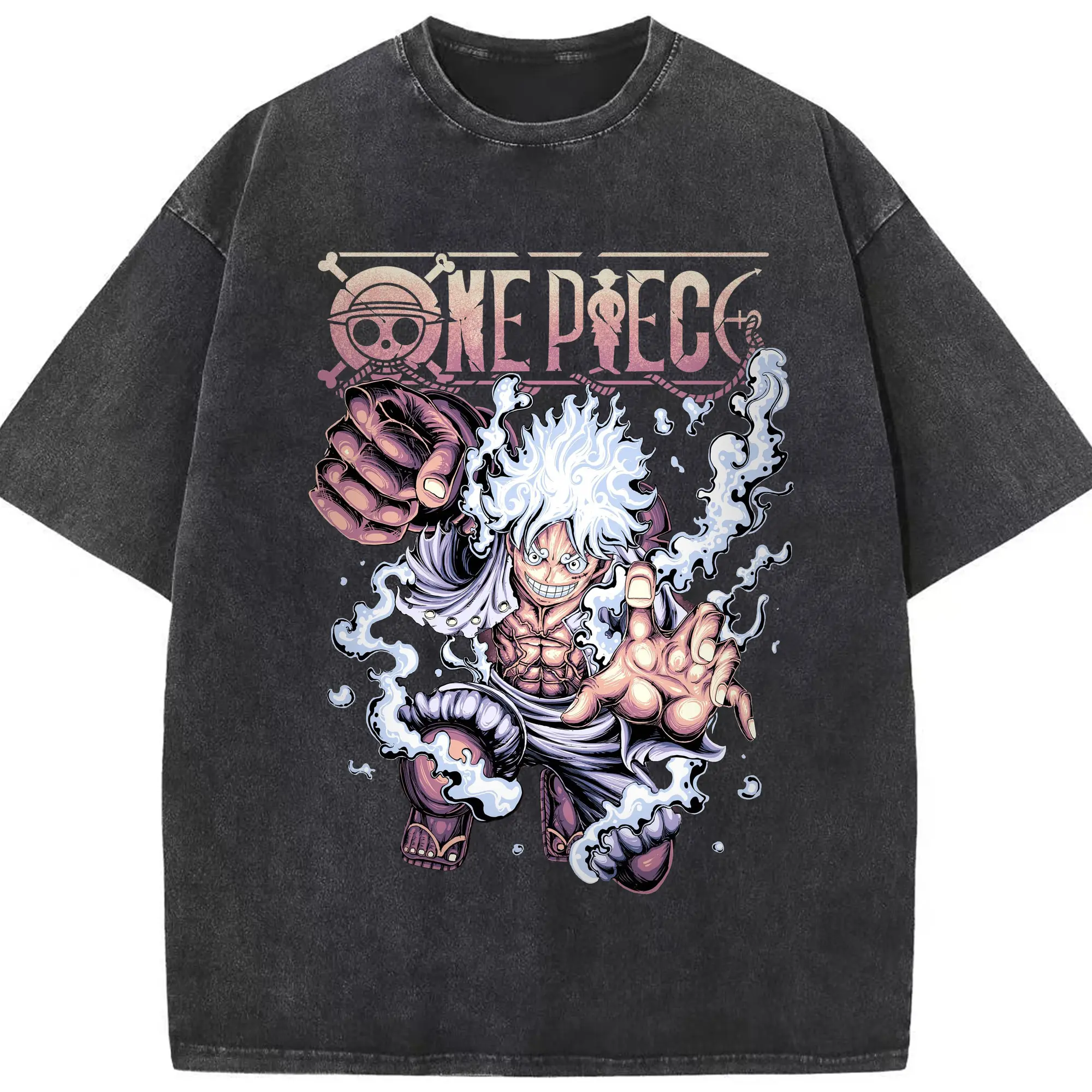 ワンピース モンキー・D・ルフィ - 綿100％ ヴィンテージ風 半袖Tシャツ ・ フロントプリント ・ 柔らか肌触り ・ 通気性 快適 ・ スポーツ カジュアル 外出用