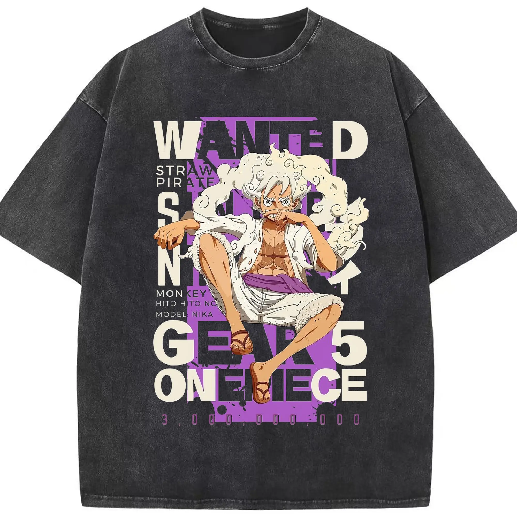 ワンピース モンキー・D・ルフィ - 綿100％ ヴィンテージ風 半袖Tシャツ ・ フロントプリント ・ 柔らか肌触り ・ 通気性 快適 ・ スポーツ カジュアル 外出用