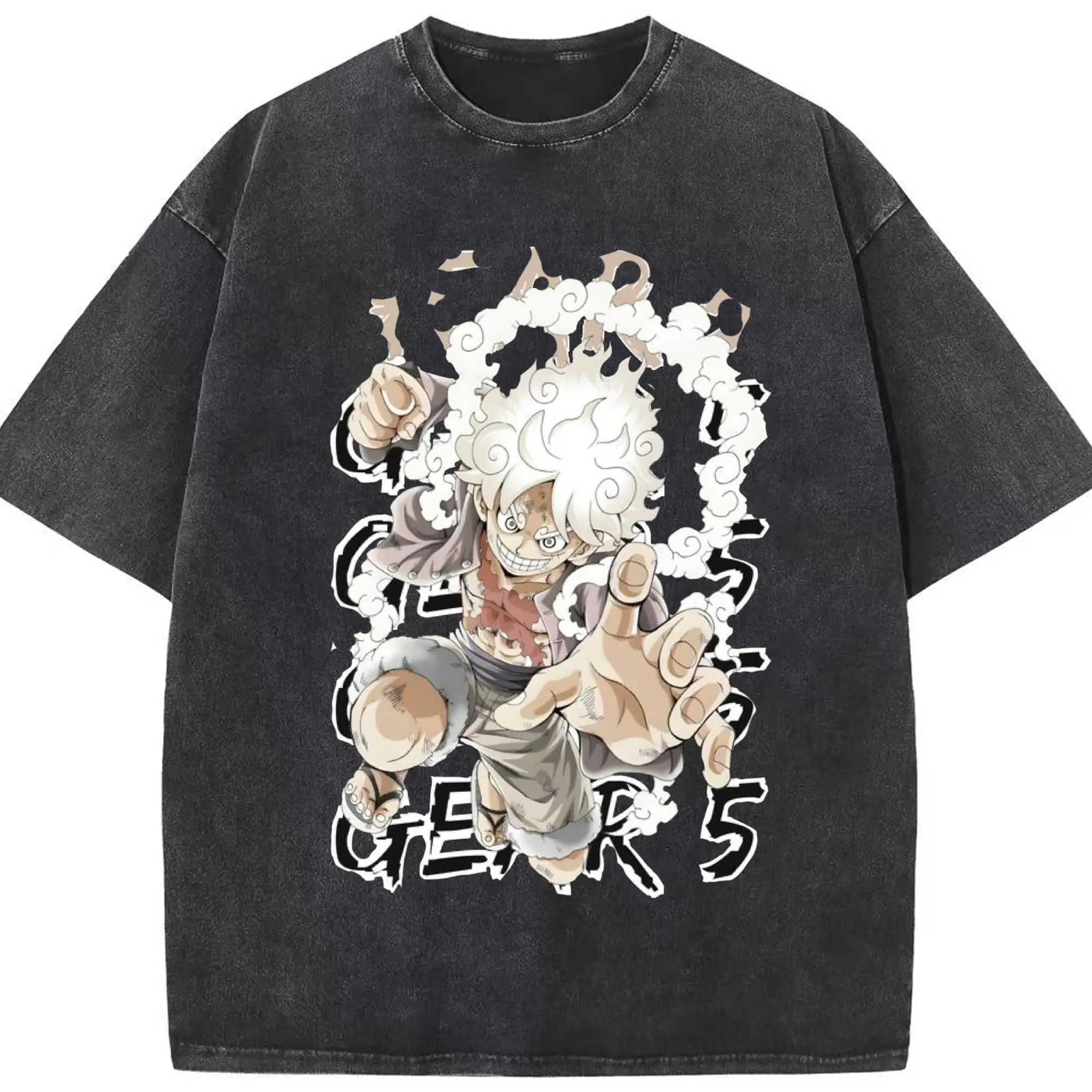 ワンピース モンキー・D・ルフィ - 綿100％ ヴィンテージ風 半袖Tシャツ ・ フロントプリント ・ 柔らか肌触り ・ 通気性 快適 ・ スポーツ カジュアル 外出用