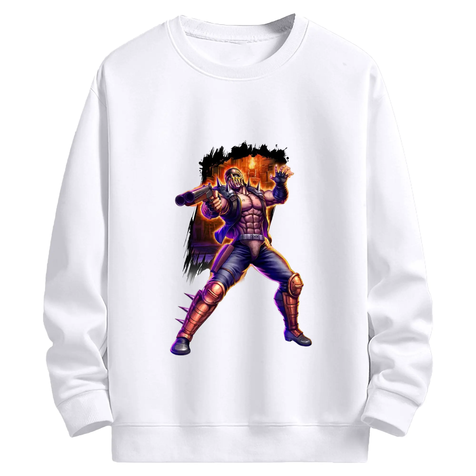 北斗の拳 世紀末の悪党 ジャギ - 高品質 クルーネック スウェット ・ コットン59％ ポリエステル41％ ・ ユニセックス 長袖 トレーナー ・ カジュアル デイリー スポーツ 散歩用