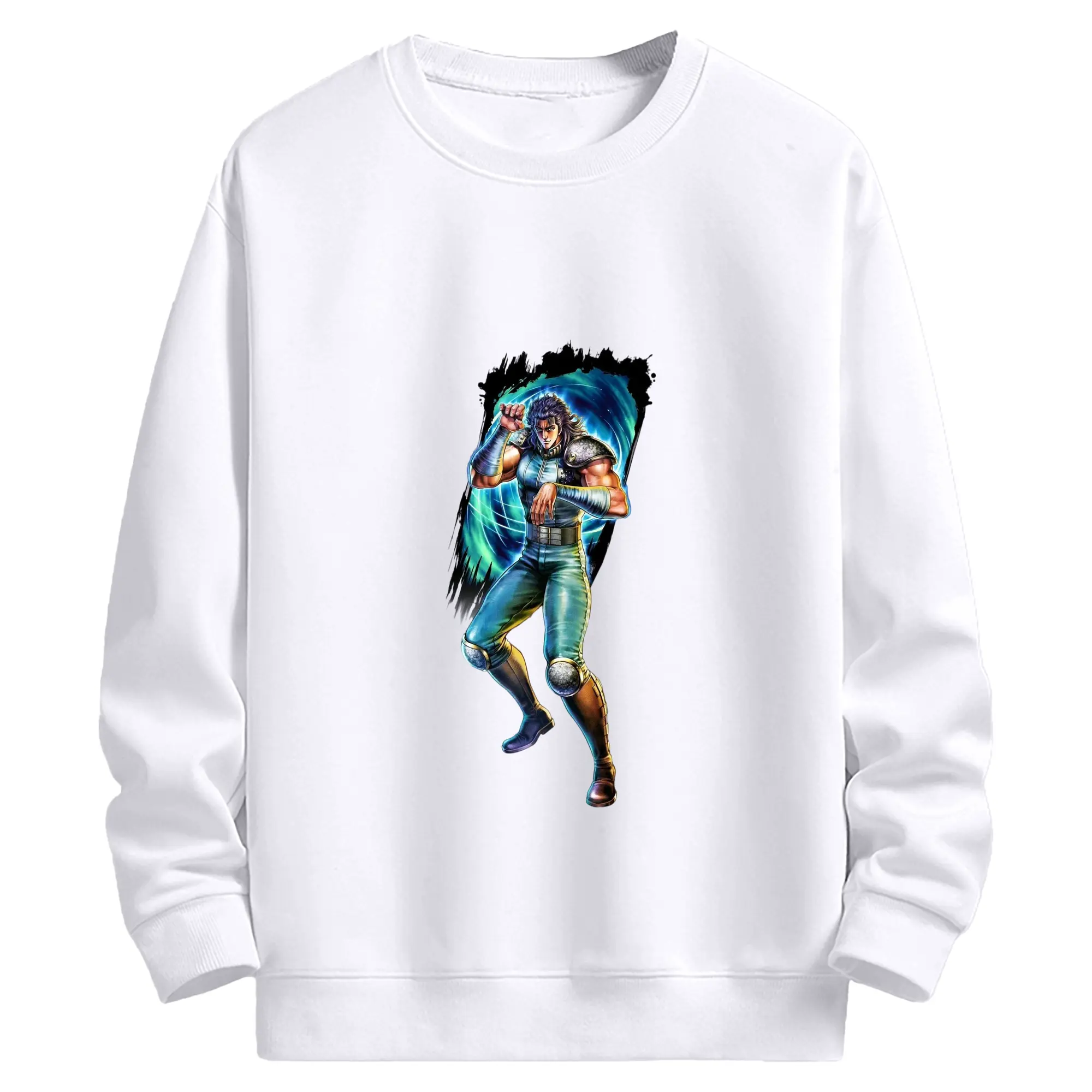 北斗の拳 レイ 南斗水鳥拳の力を見せてやる！ - 高品質 クルーネック スウェット ・ コットン59％ ポリエステル41％ ・ ユニセックス 長袖 トレーナー ・ カジュアル デイリー スポーツ 散歩用