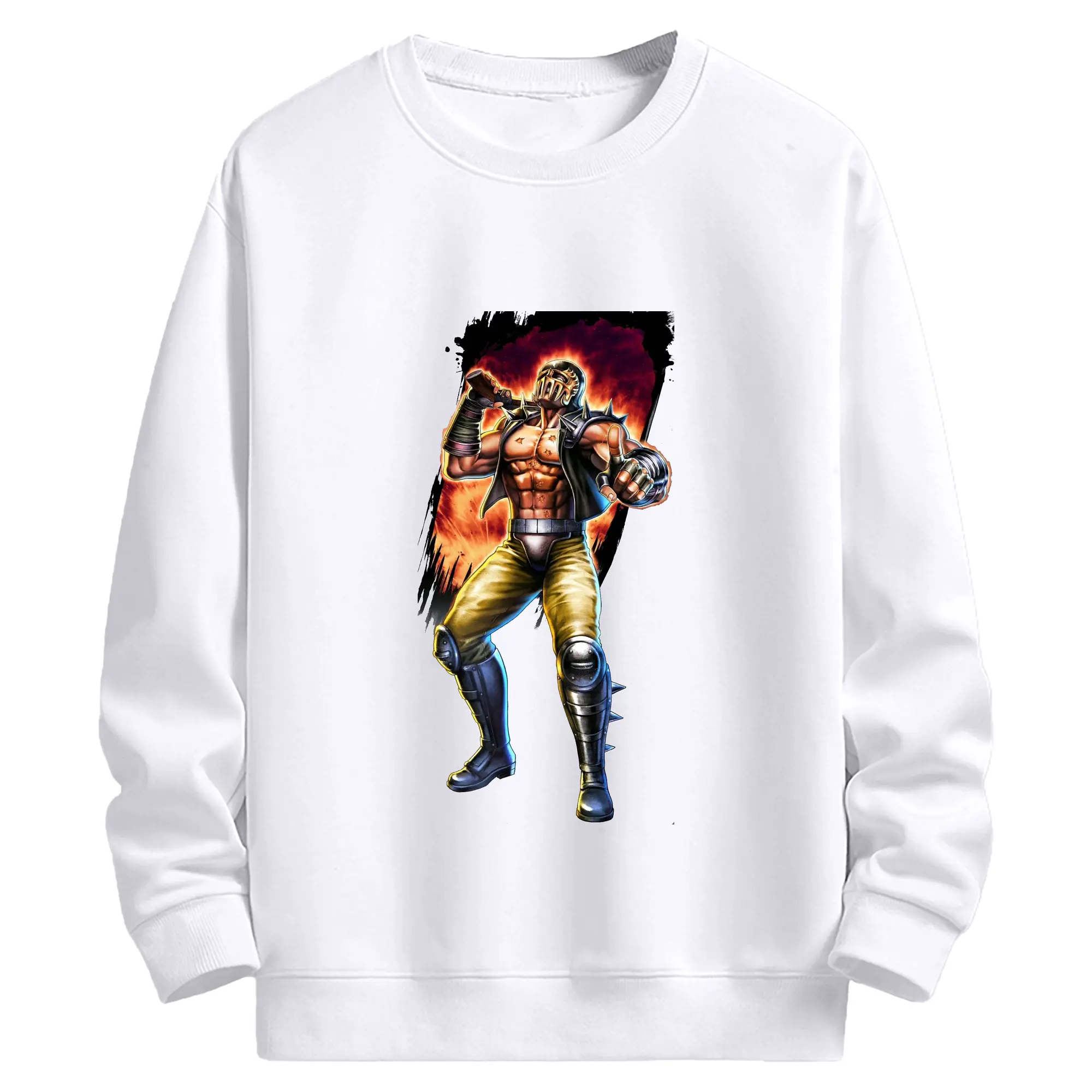 北斗の拳 世紀末の悪党 ジャギ - 高品質 クルーネック スウェット ・ コットン59％ ポリエステル41％ ・ ユニセックス 長袖 トレーナー ・ カジュアル デイリー スポーツ 散歩用
