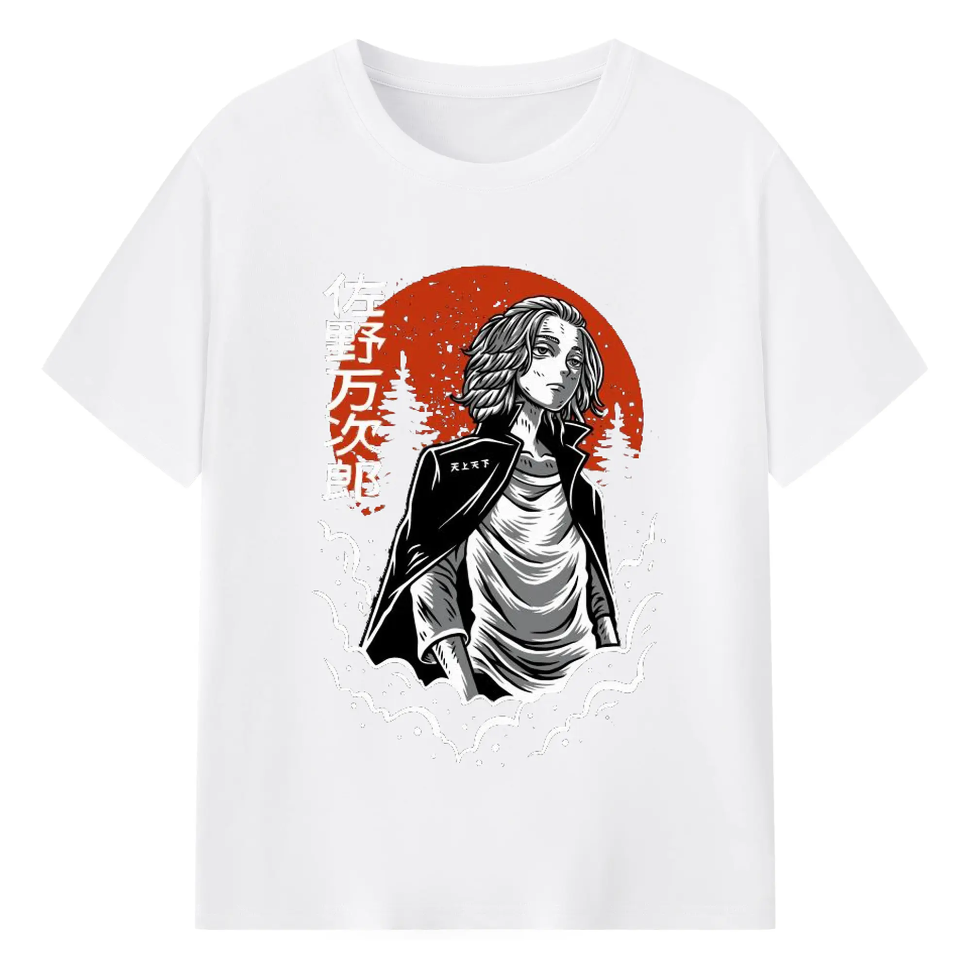東京卍リベンジャーズ 東リベ佐野万次郎 - 綿100％ 半袖Tシャツ ・ フロントプリント ・ 快適 通気性 ・ 日常使い 散歩 スポーツ用