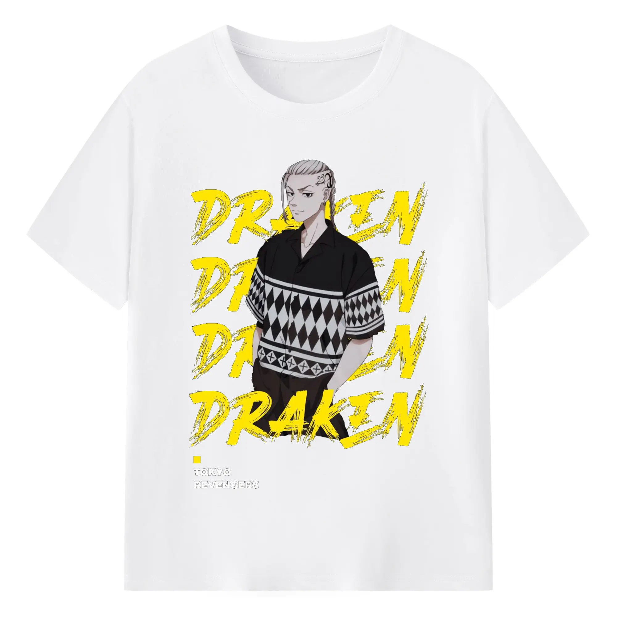 東京卍リベンジャーズ 龍宮寺堅 - 綿100％ 半袖Tシャツ ・ フロントプリント ・ 快適 通気性 ・ 日常使い 散歩 スポーツ用