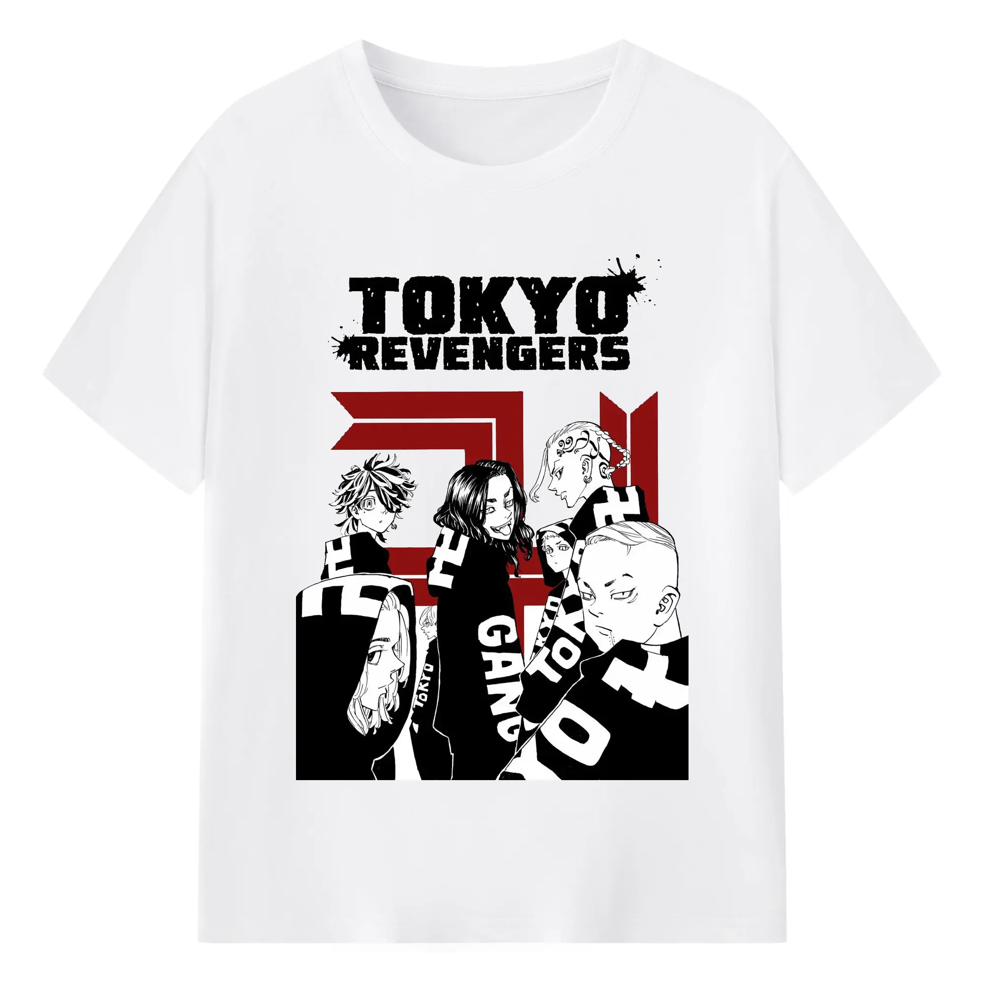 東京卍リベンジャーズ 東リベ隊長 - 綿100％ 半袖Tシャツ ・ フロントプリント ・ 快適 通気性 ・ 日常使い 散歩 スポーツ用