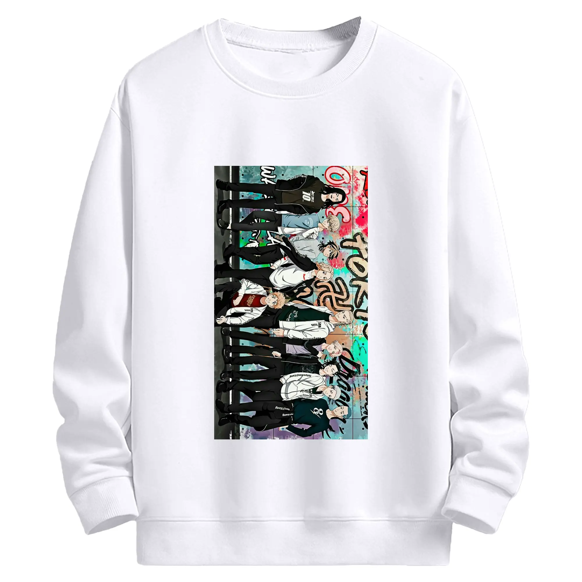東京卍リベンジャーズ - 高品質 クルーネック スウェット ・ コットン59％ ポリエステル41％ ・ ユニセックス 長袖 トレーナー ・ カジュアル デイリー スポーツ 散歩用
