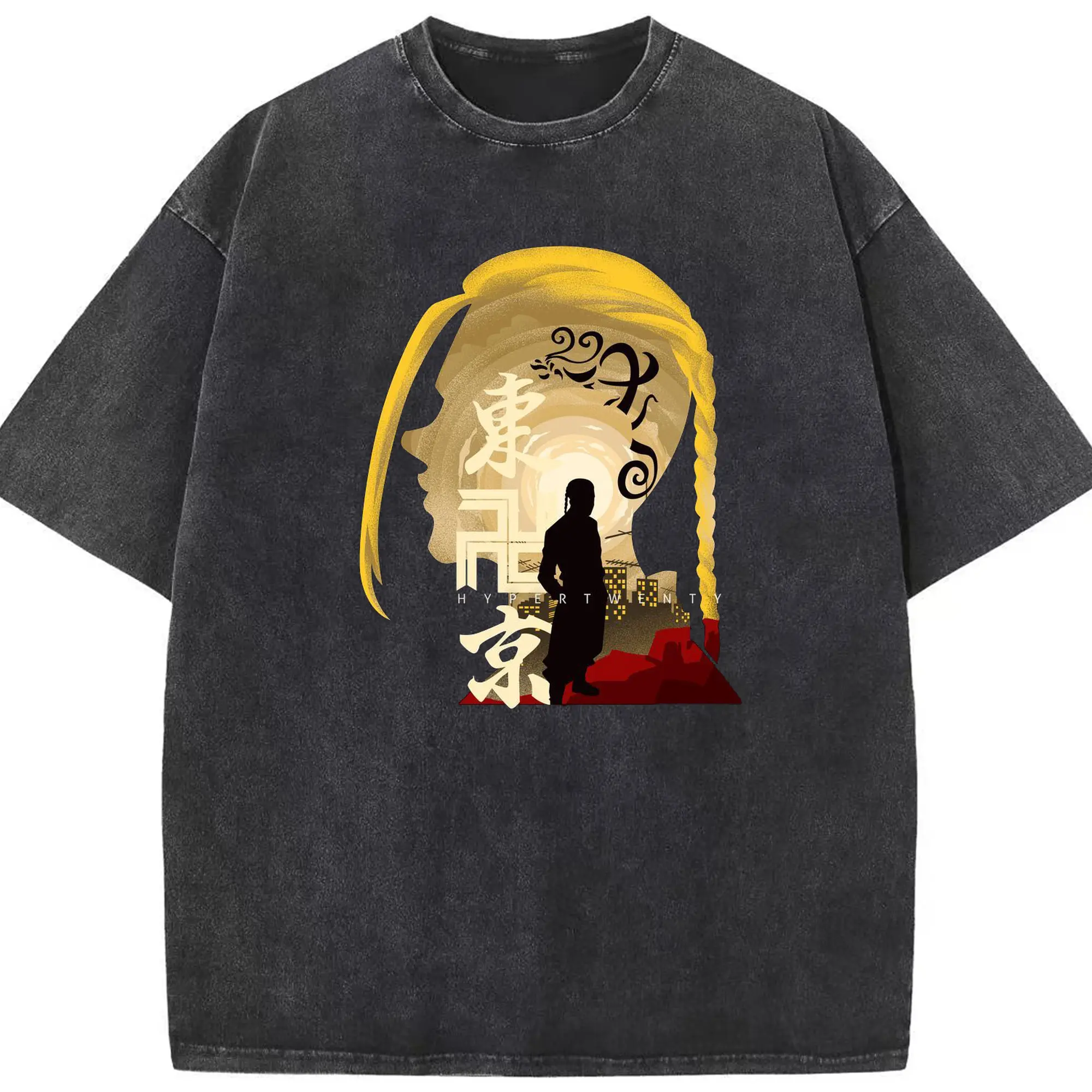 東京卍リベンジャーズ - 綿100％ ヴィンテージ風 半袖Tシャツ ・ フロントプリント ・ 柔らか肌触り ・ 通気性 快適 ・ スポーツ カジュアル 外出用