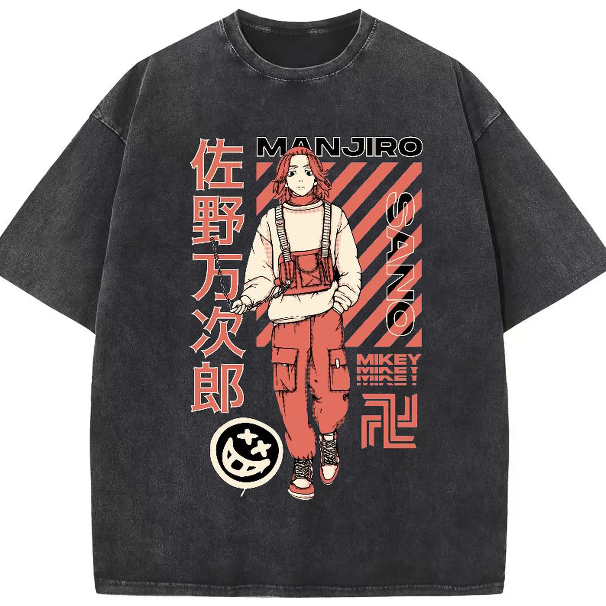 東京卍リベンジャーズ  東リベマイキー - 綿100％ ヴィンテージ風 半袖Tシャツ ・ フロントプリント ・ 柔らか肌触り ・ 通気性 快適 ・ スポーツ カジュアル 外出用