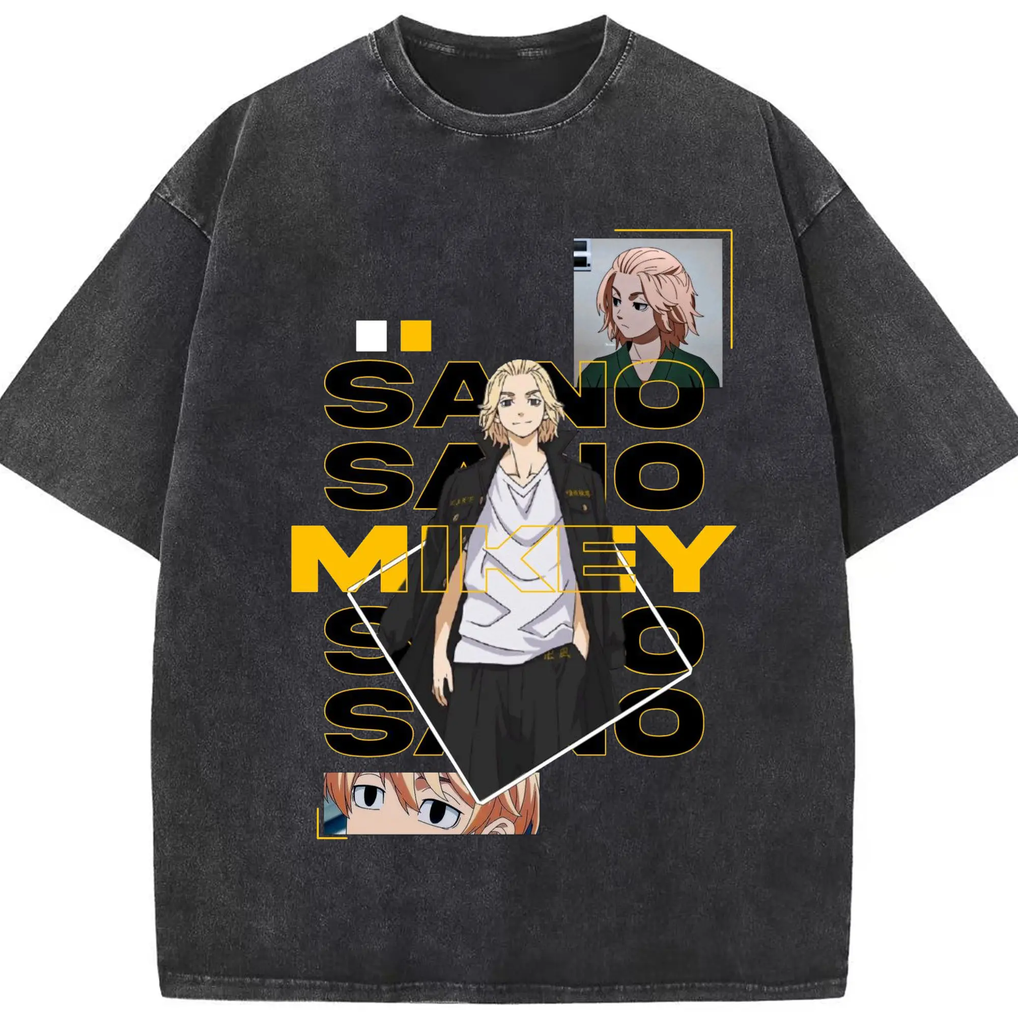 東京卍リベンジャーズ  東リベマイキー - 綿100％ ヴィンテージ風 半袖Tシャツ ・ フロントプリント ・ 柔らか肌触り ・ 通気性 快適 ・ スポーツ カジュアル 外出用