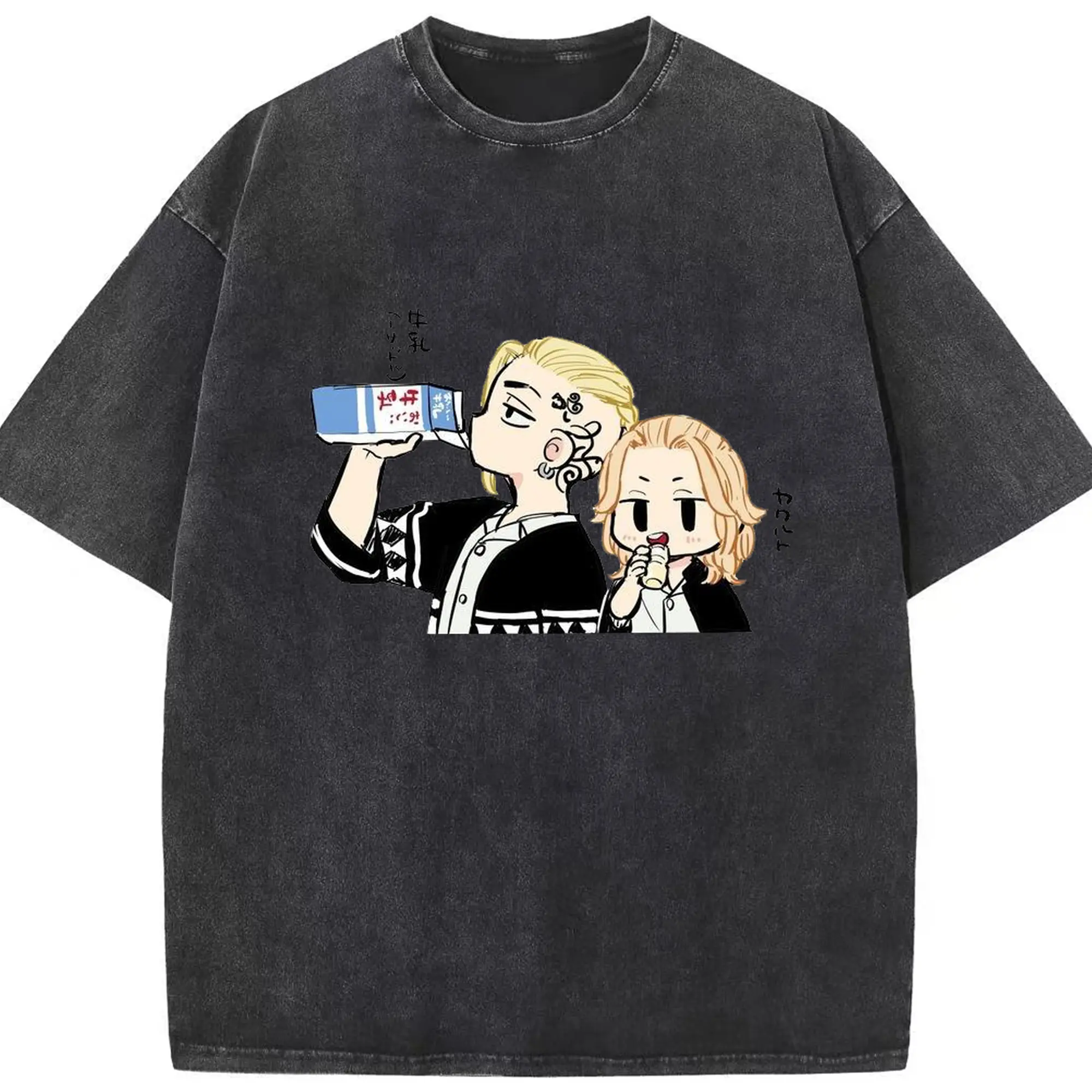 東京卍リベンジャーズ デフォルト ドラケンマイキー - 綿100％ ヴィンテージ風 半袖Tシャツ ・ フロントプリント ・ 柔らか肌触り ・ 通気性 快適 ・ スポーツ カジュアル 外出用