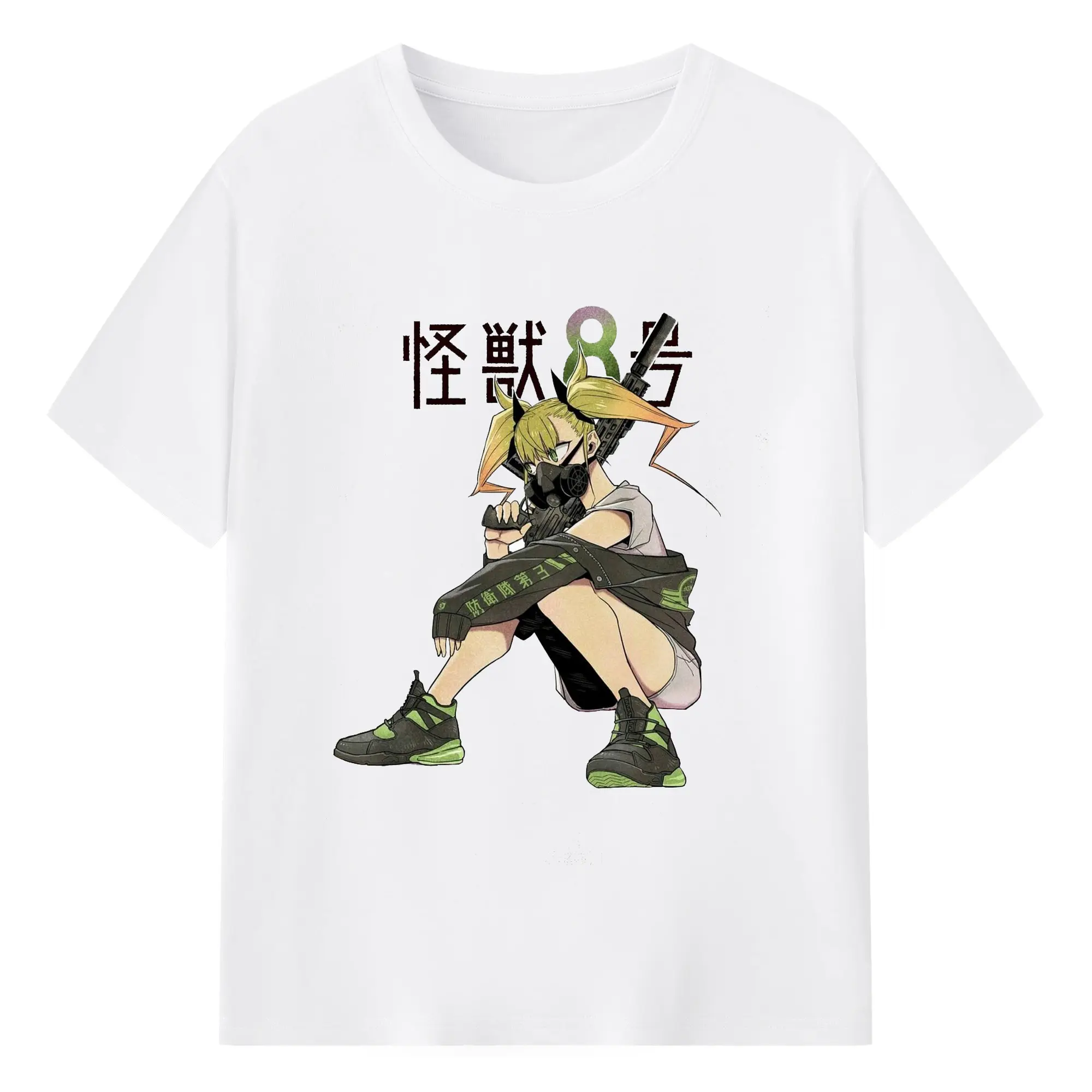 怪獣8号 - 綿100％ 半袖Tシャツ ・ フロントプリント ・ 快適 通気性 ・ 日常使い 散歩 スポーツ用