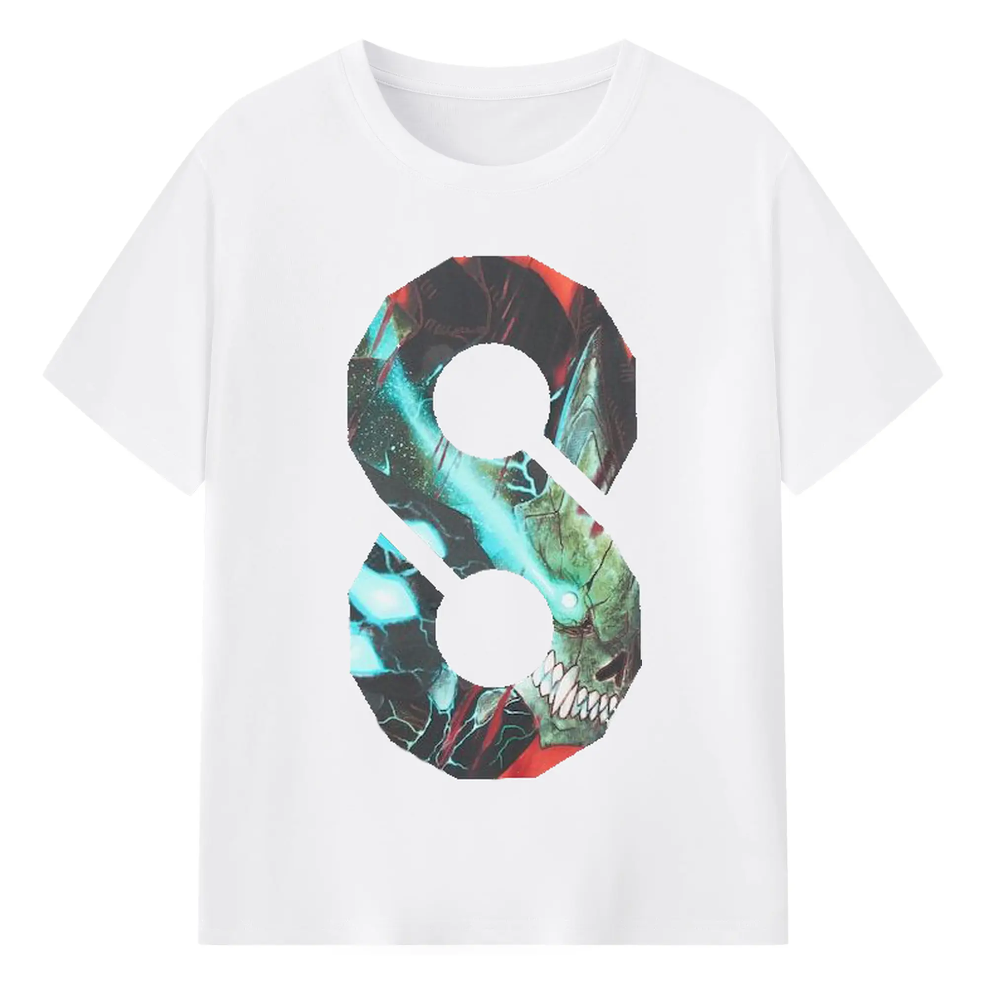 怪獣8号 日比野カフカ 番号８ロゴ - 綿100％ 半袖Tシャツ ・ フロントプリント ・ 快適 通気性 ・ 日常使い 散歩 スポーツ用