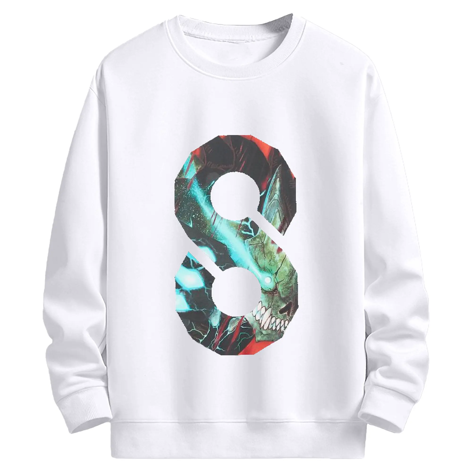 怪獣8号 日比野カフカ 番号８ロゴ - 高品質 クルーネック スウェット ・ コットン59％ ポリエステル41％ ・ ユニセックス 長袖 トレーナー ・ カジュアル デイリー スポーツ 散歩用